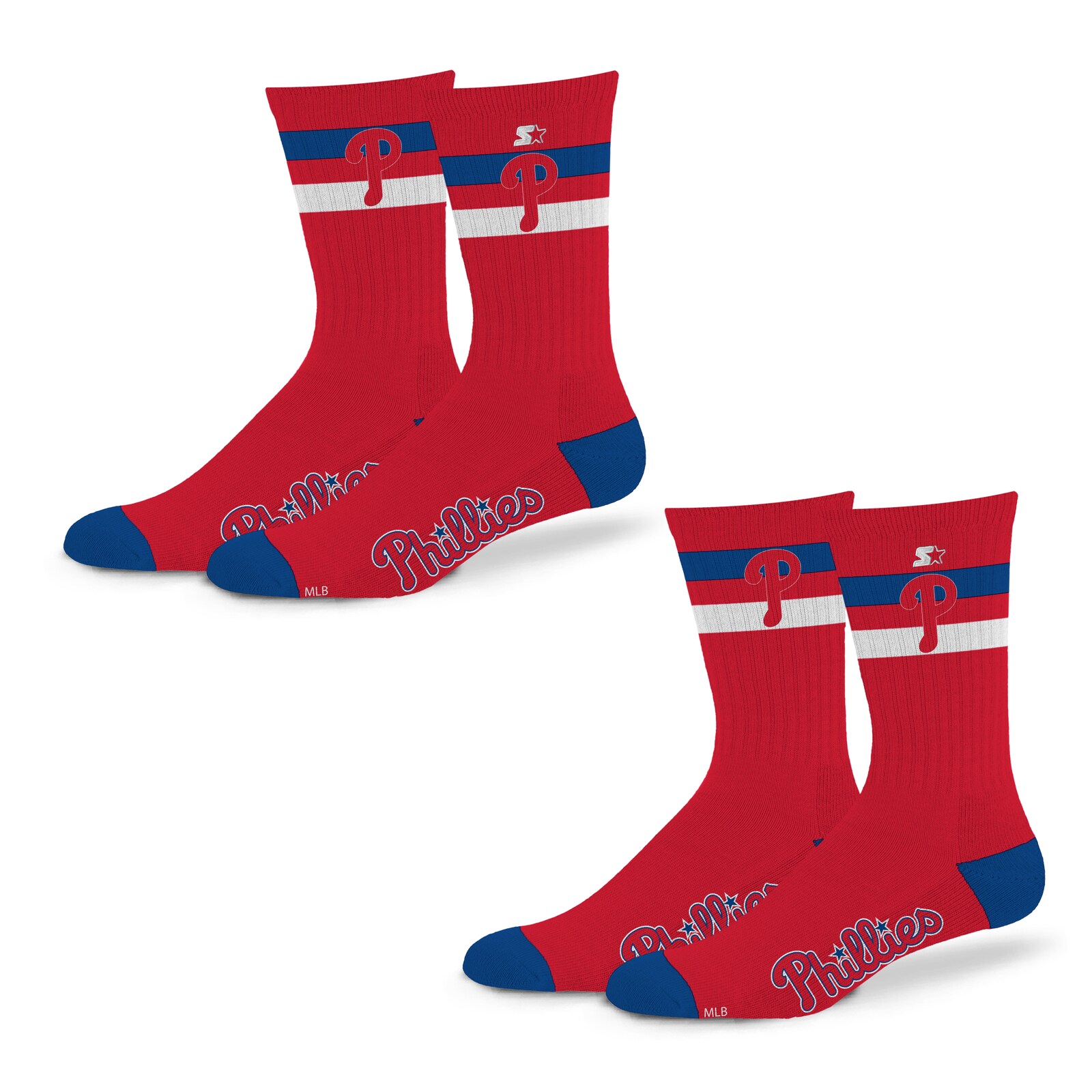 남녀공용 Philadelphia Phillies Starter 팀 컬러 2줄 2팩 크루 양말 세트