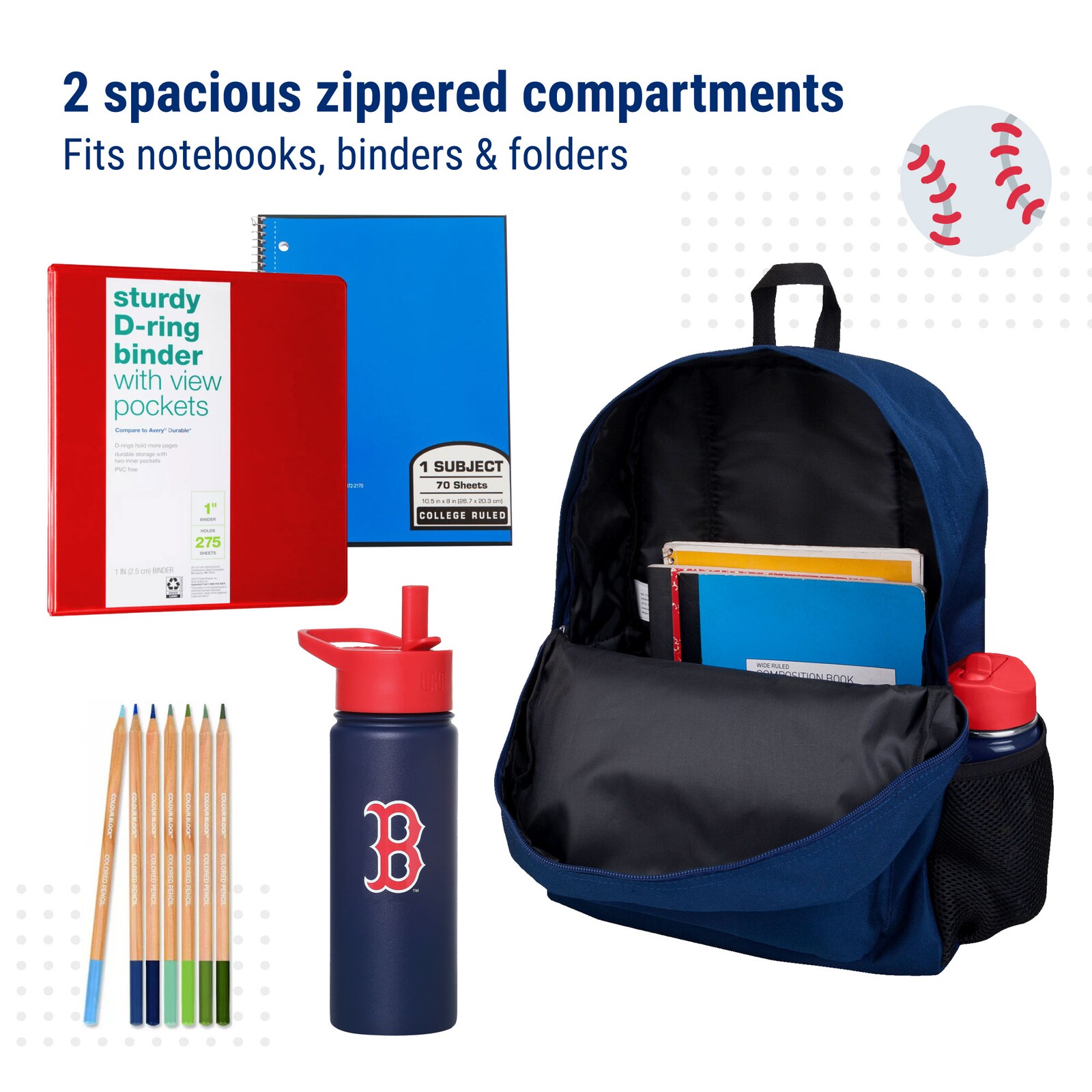 Boston Red Sox Wildkin 도시락 가방 & 백팩 2종 세트 상세 이미지 6