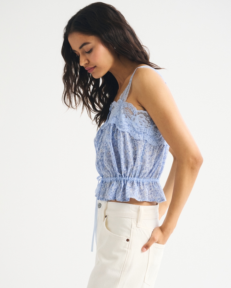 Lace-Trim Cinched Button-Through Cami 상세 이미지 4