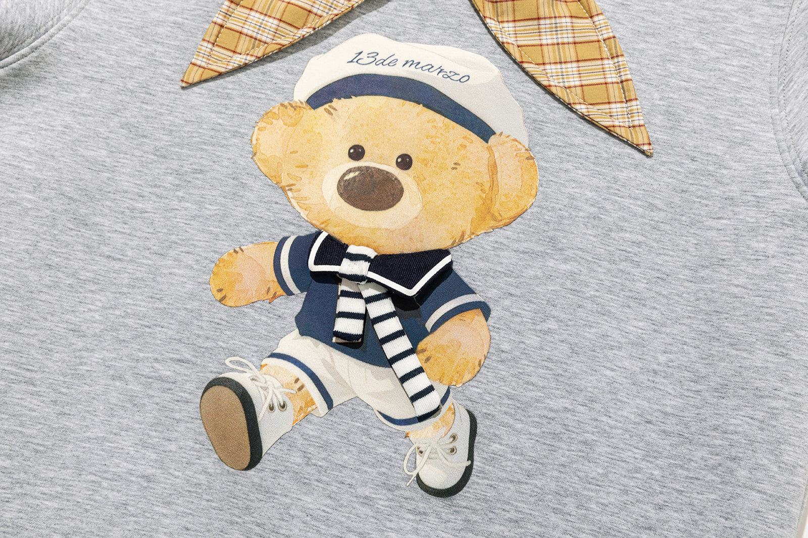 Babybear 세일러 베어 일러스트 후드 티셔츠 그레이 상세 이미지 6