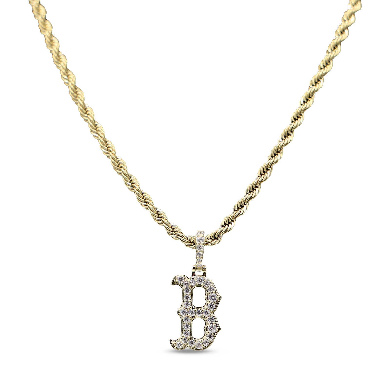 보스턴 레드삭스 GLD 18K 옐로 골드 로고 펜던트 & 20인치 로프 체인