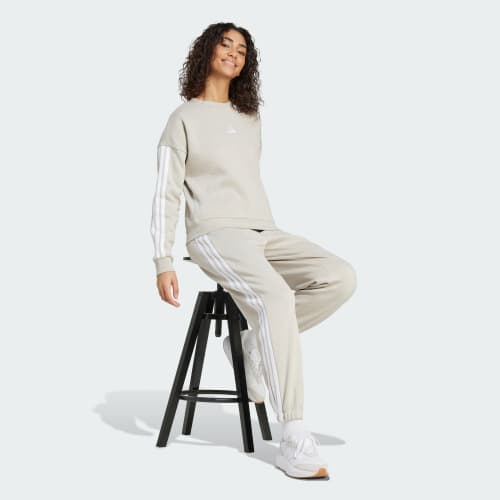 Essentials 3-Stripes Fleece Loose-Fit Pants 상세 이미지 3
