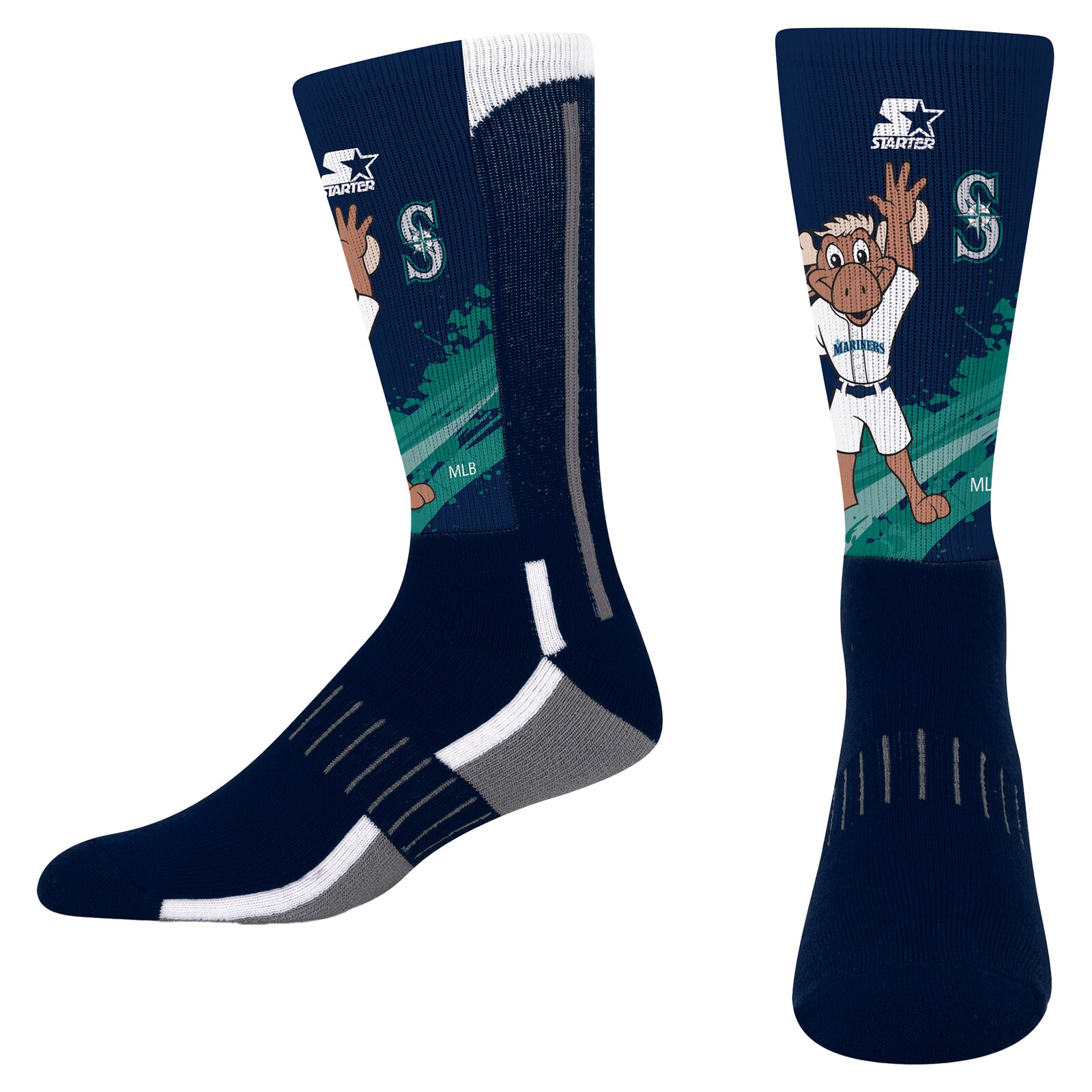 유소년용 Seattle Mariners Starter 네이비 피넘 마스코트 컬러 스플래시 크루 양말