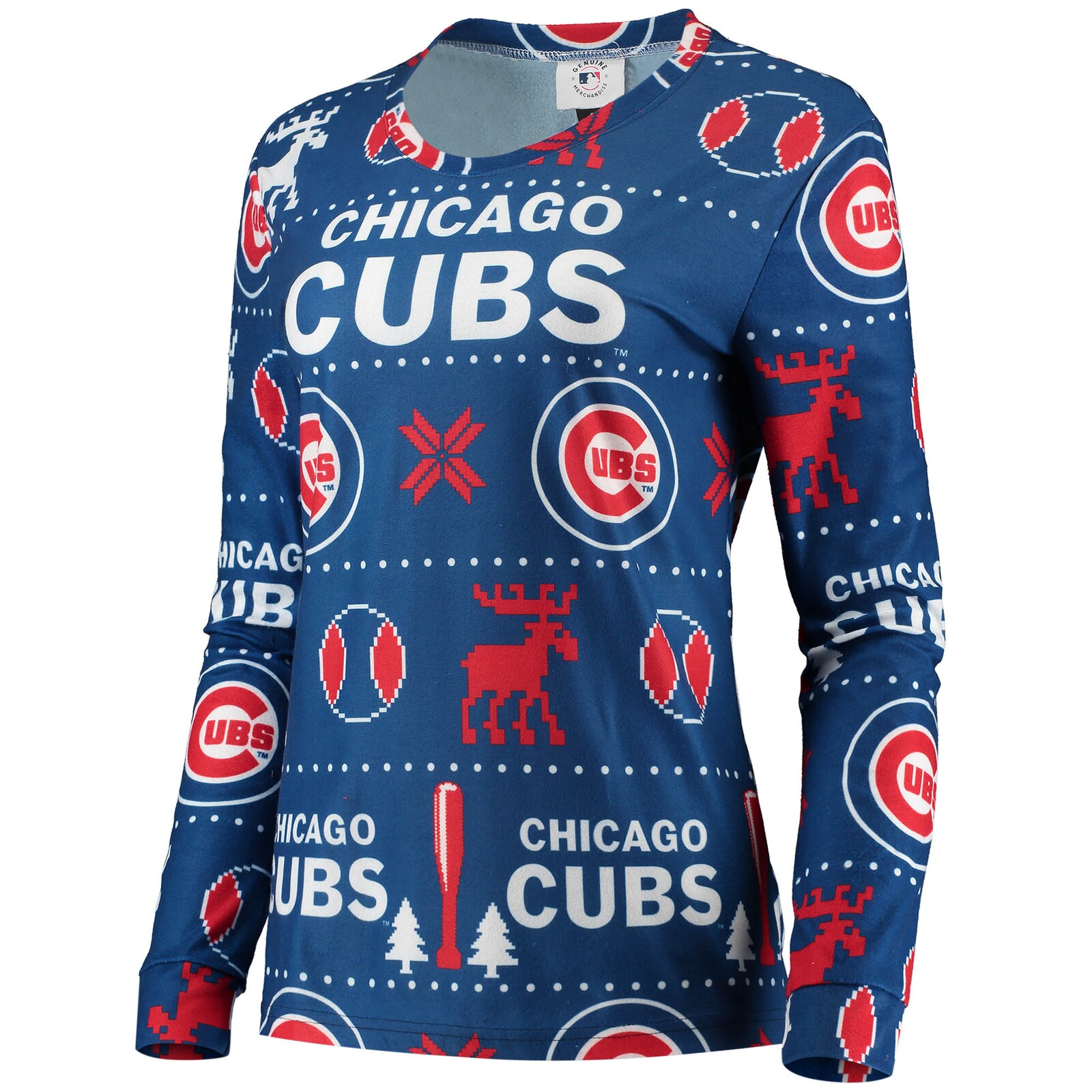 여성용 Chicago Cubs FOCO 로열 어글리 파자마 세트 상세 이미지 3