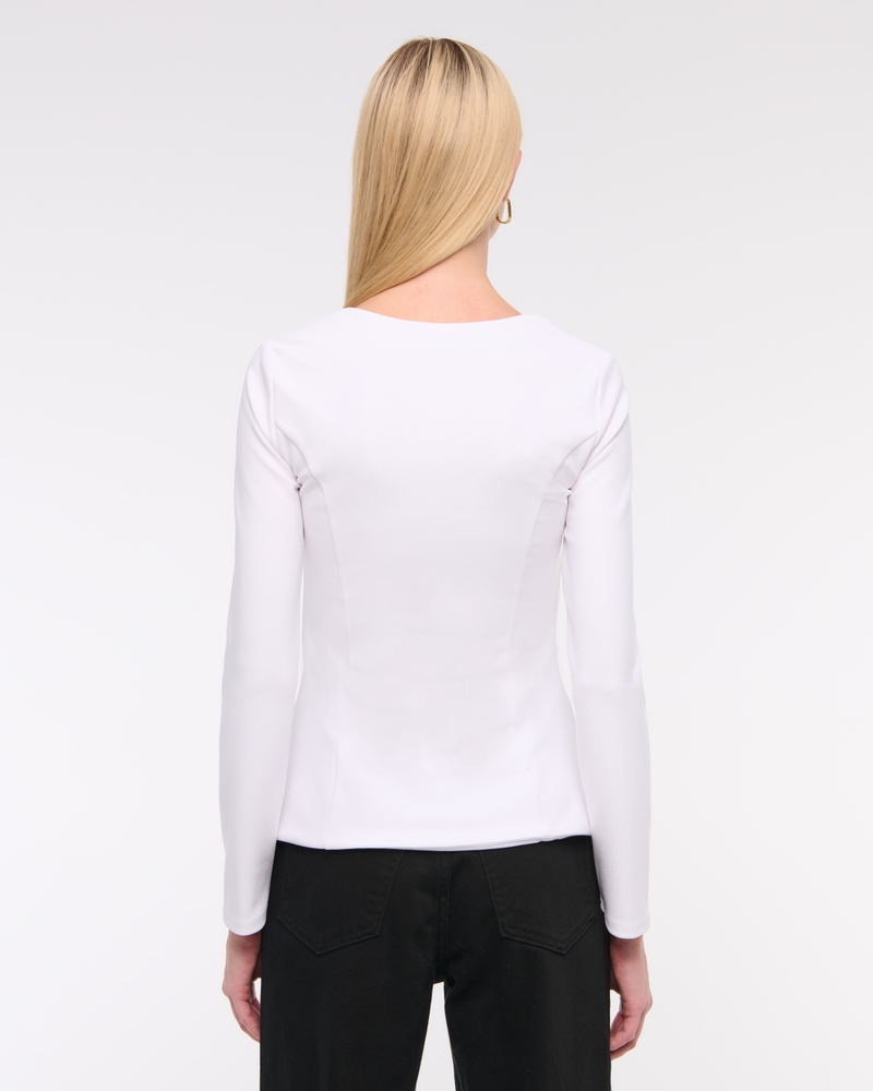 Long-Sleeve Stretch Crepe Portrait Top 상세 이미지 5