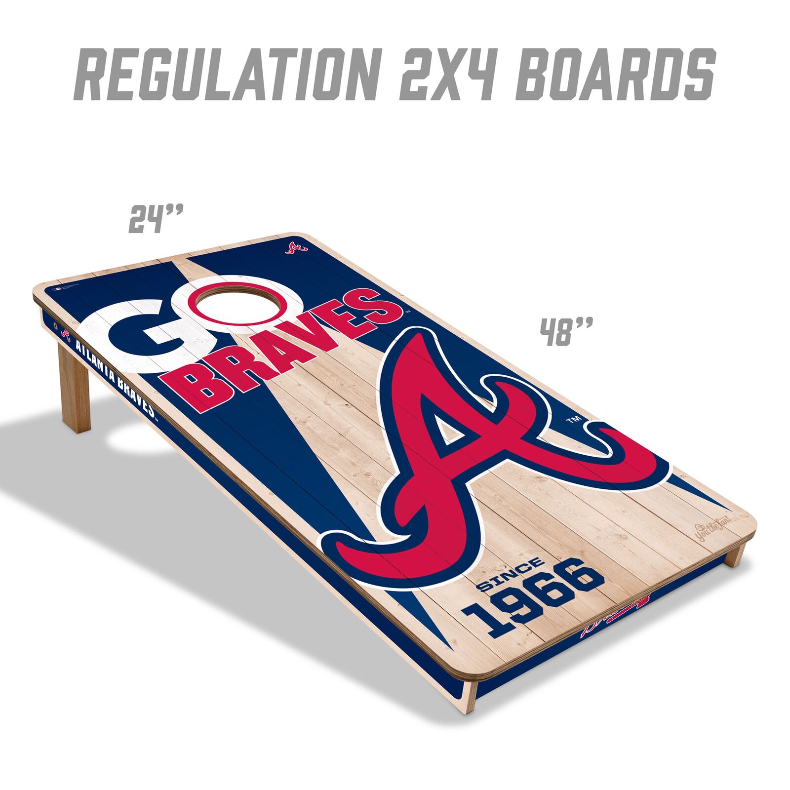Atlanta Braves IDNA 2' x 4' 콘홀 게임 백 포함 세트 상세 이미지 6