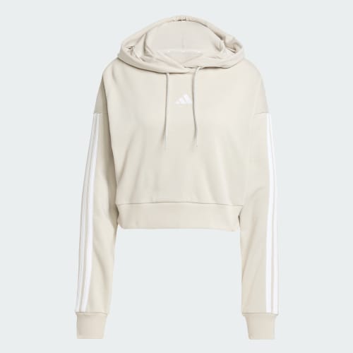 Essentials 3-Stripes French Terry Crop Hoodie 상세 이미지 4