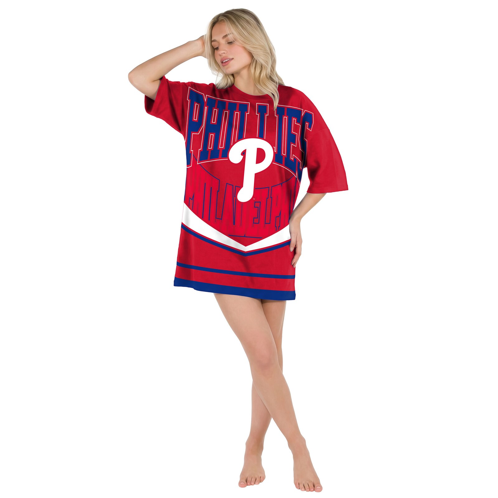 여성용 Philadelphia Phillies Concepts Sport 레드 Mosaic 니트 나이트드레스 상세 이미지 2