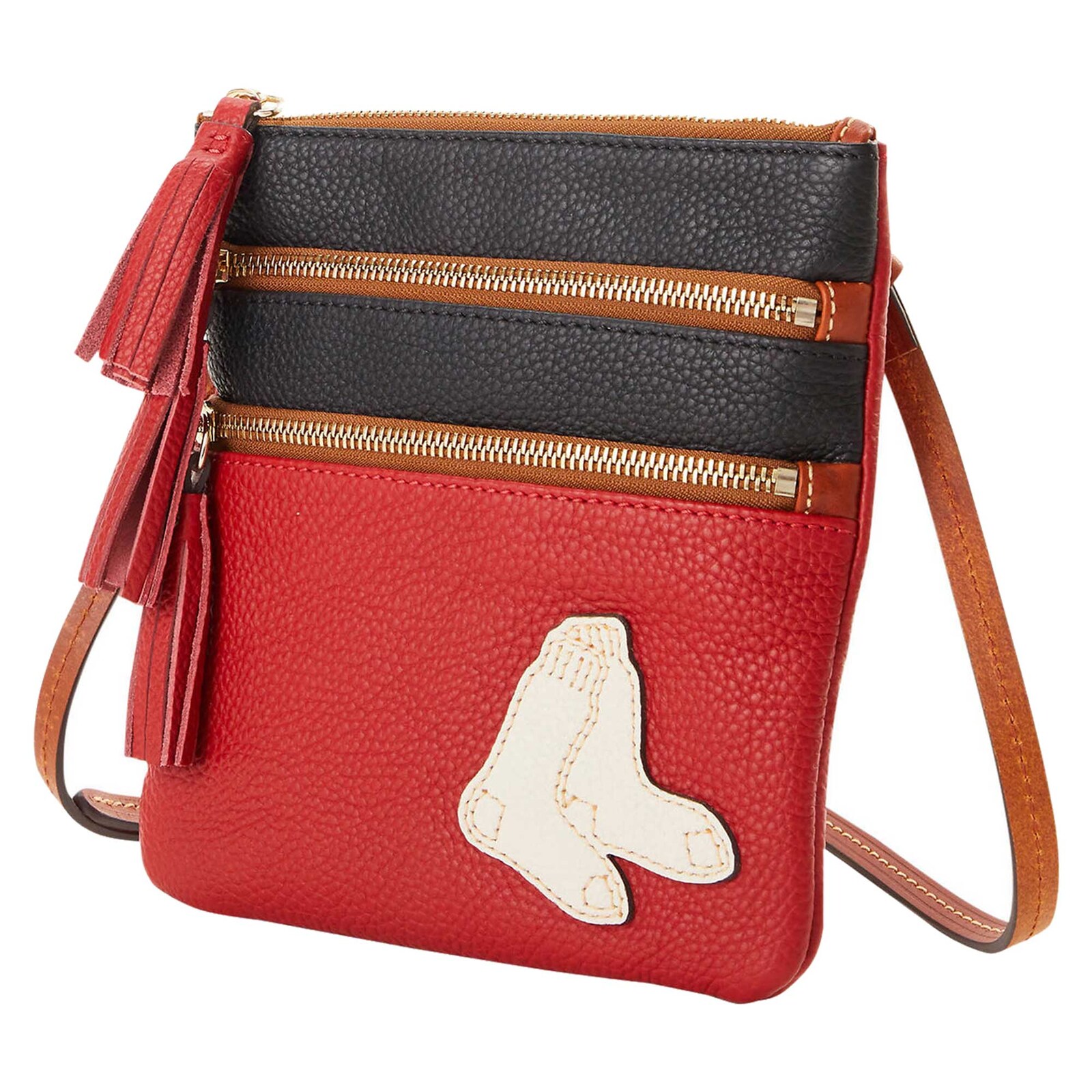 Boston Red Sox Dooney & Bourke Infield 트리플 지퍼 크로스바디 지갑 상세 이미지 2