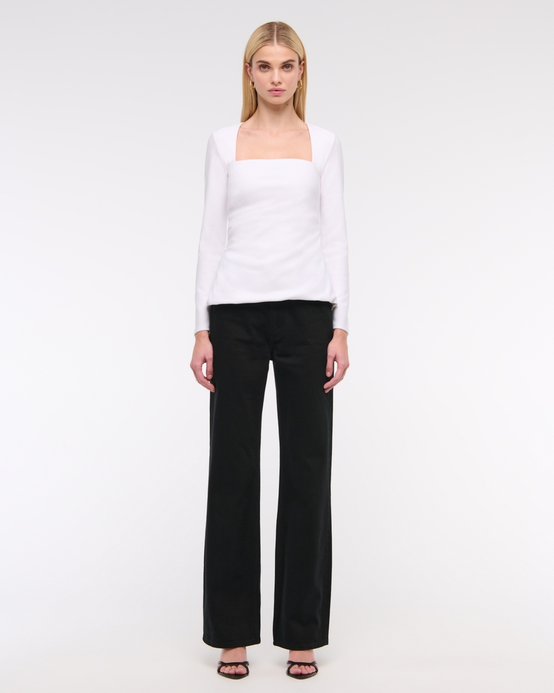 Long-Sleeve Stretch Crepe Portrait Top 상세 이미지 2