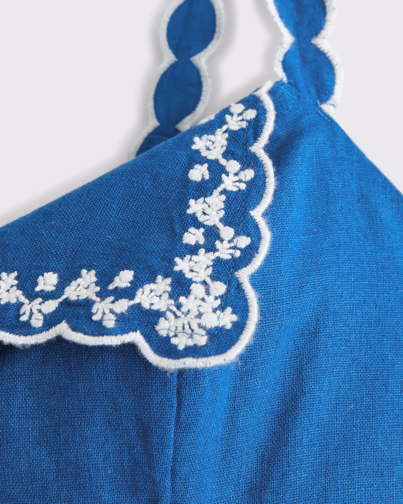 Linen-Blend Embroidered Mini Dress 상세 이미지 8