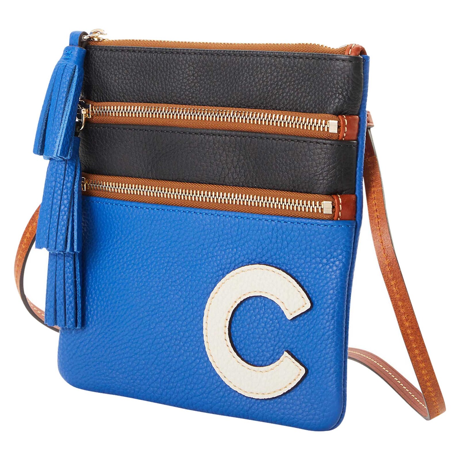 Chicago Cubs Dooney & Bourke 인필드 트리플 지퍼 크로스바디 퍼스