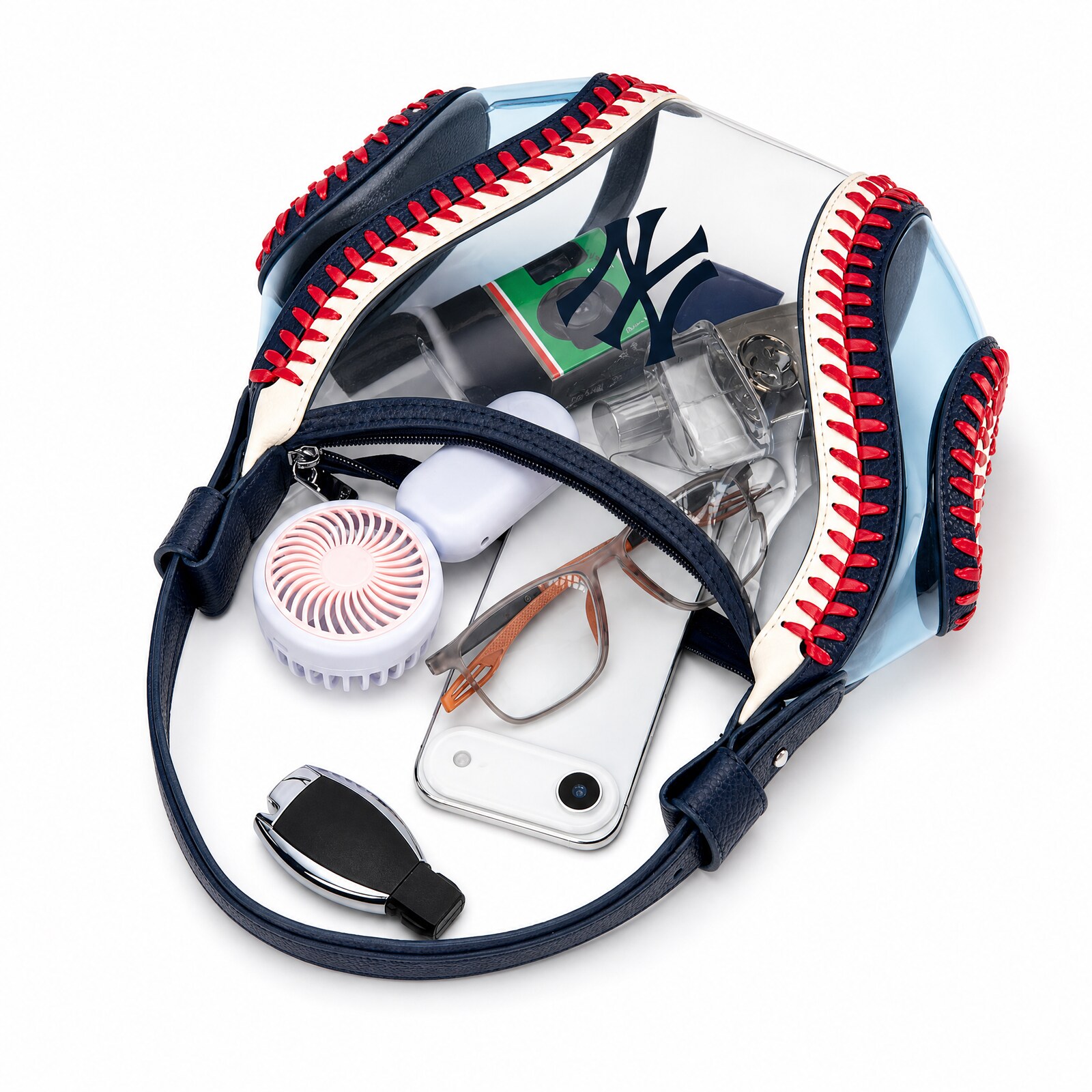 New York Yankees Montana West 투명 슬라우치 숄더백 상세 이미지 8
