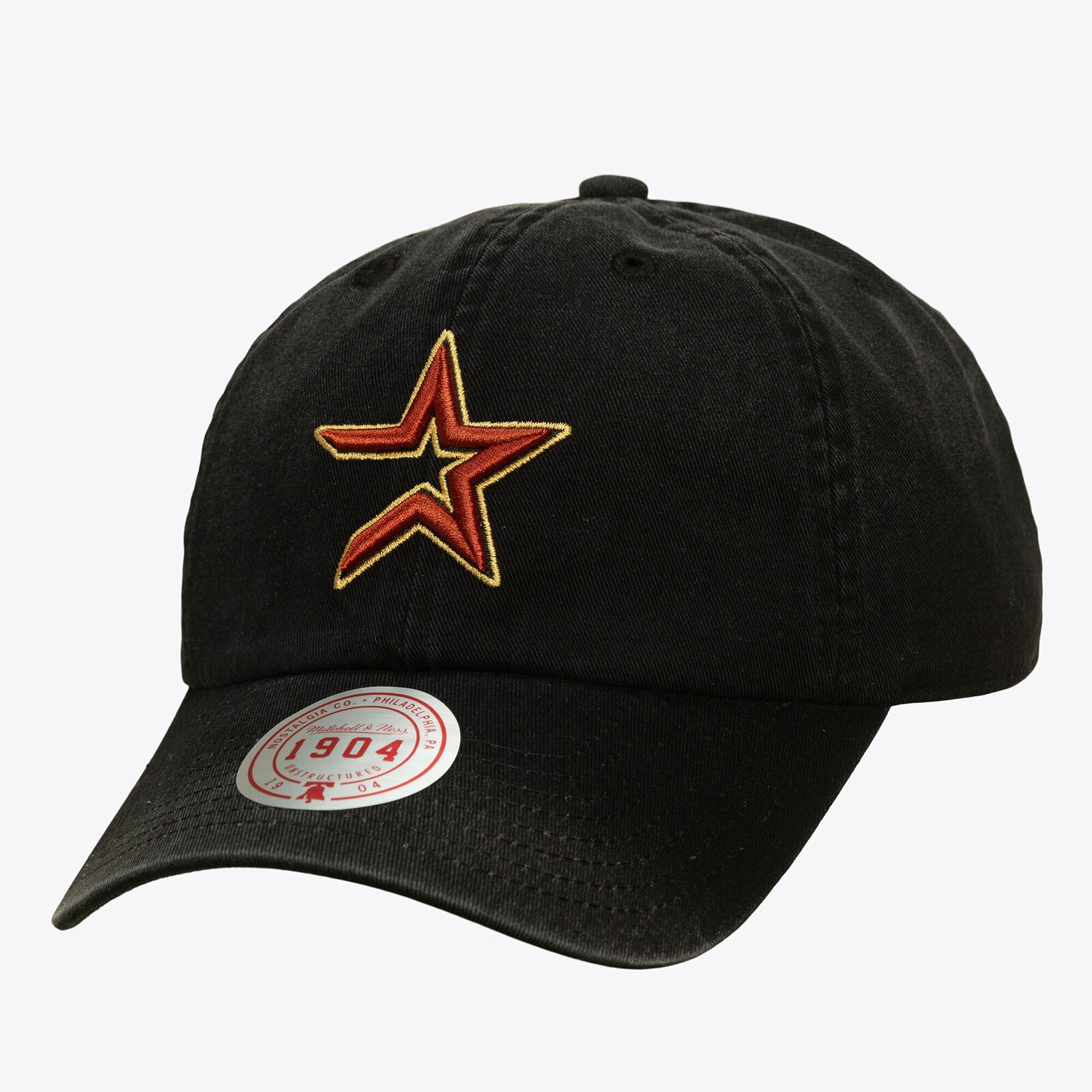 남녀공용 Houston Astros Mitchell & Ness 블랙 1904 소프트 워시 Cooperstown 조절식 모자 상세 이미지 2