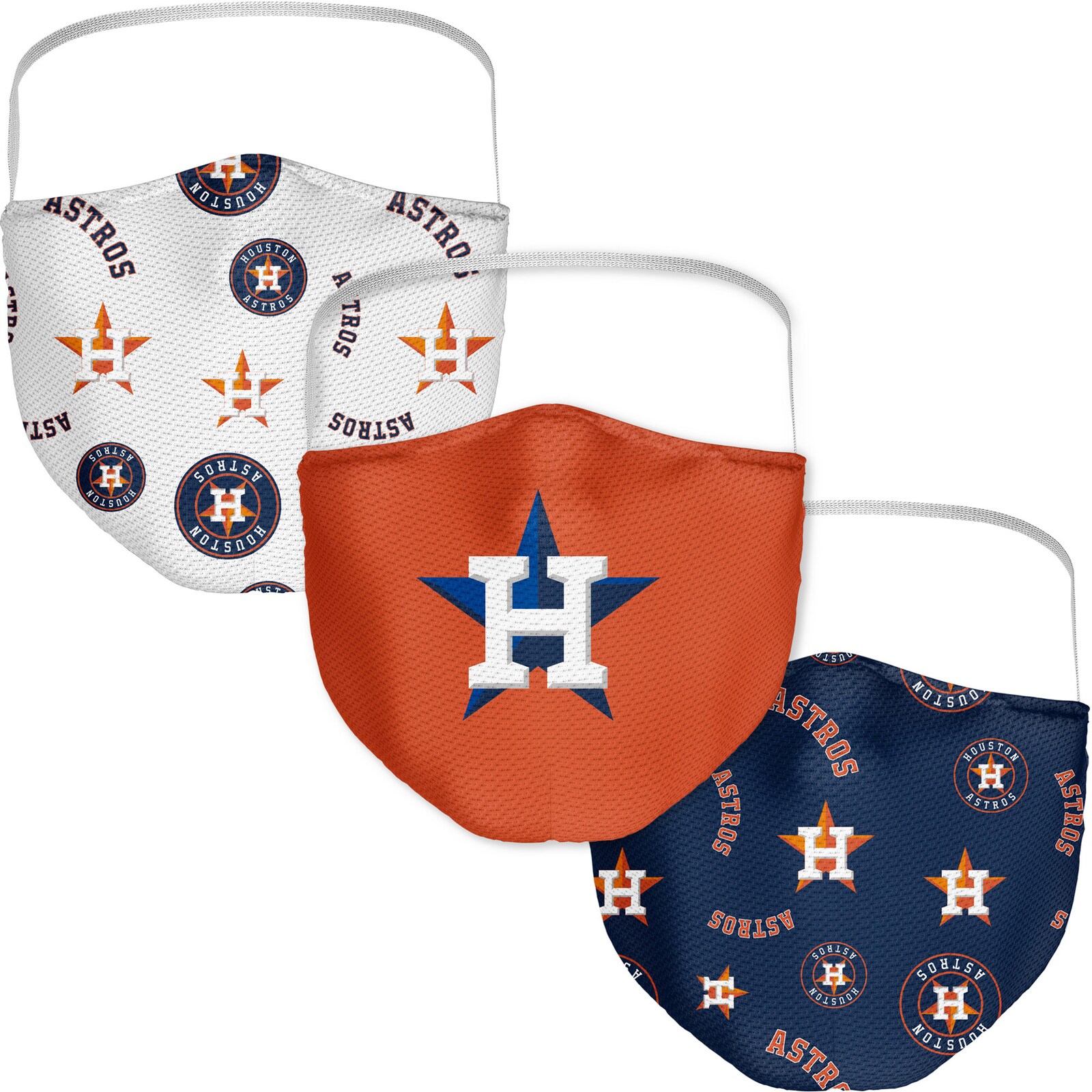 성인용 Houston Astros 로고 패턴 페이스 커버링 3팩 상세 이미지 2