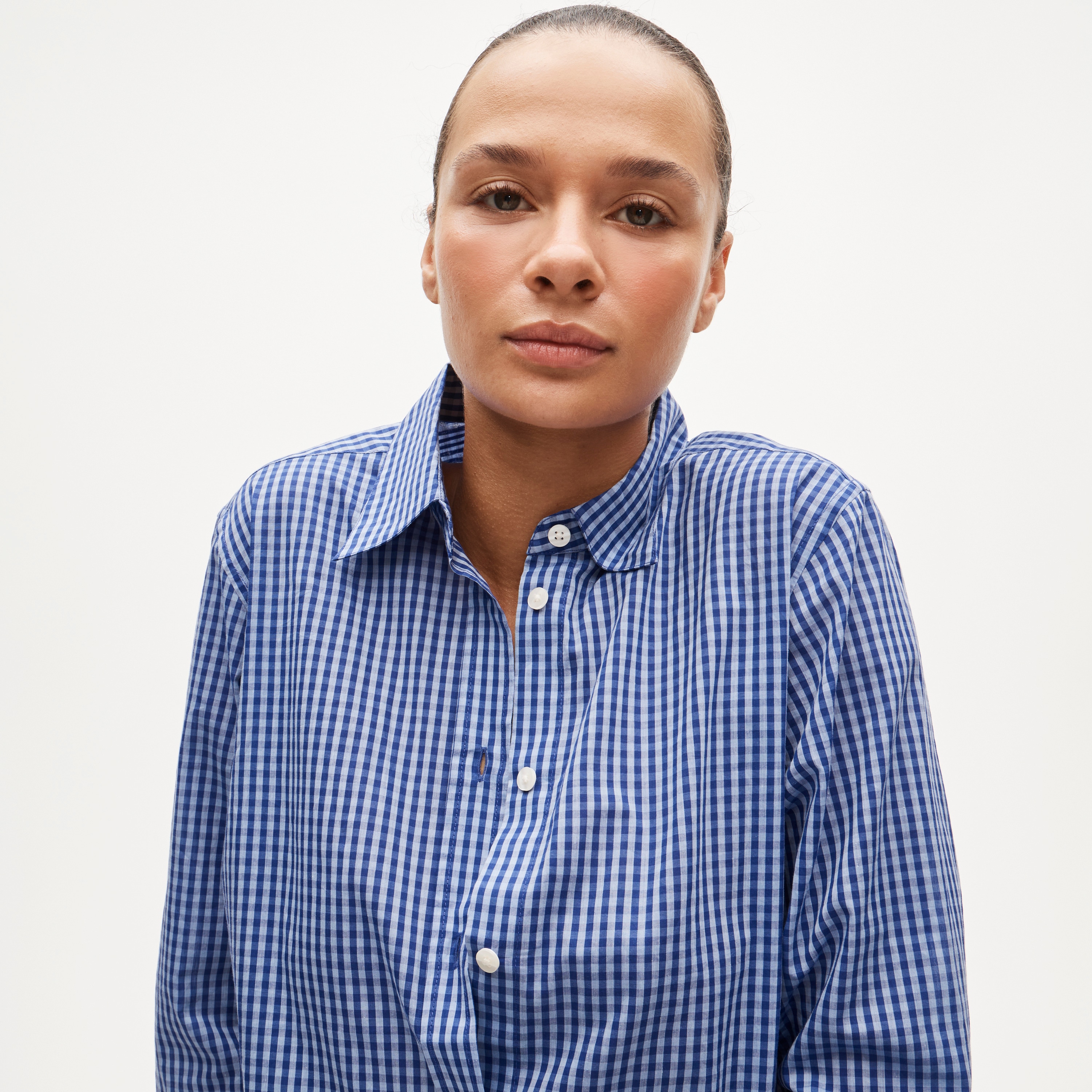 Jules classic-fit shirt in gingham sateen 상세 이미지 4