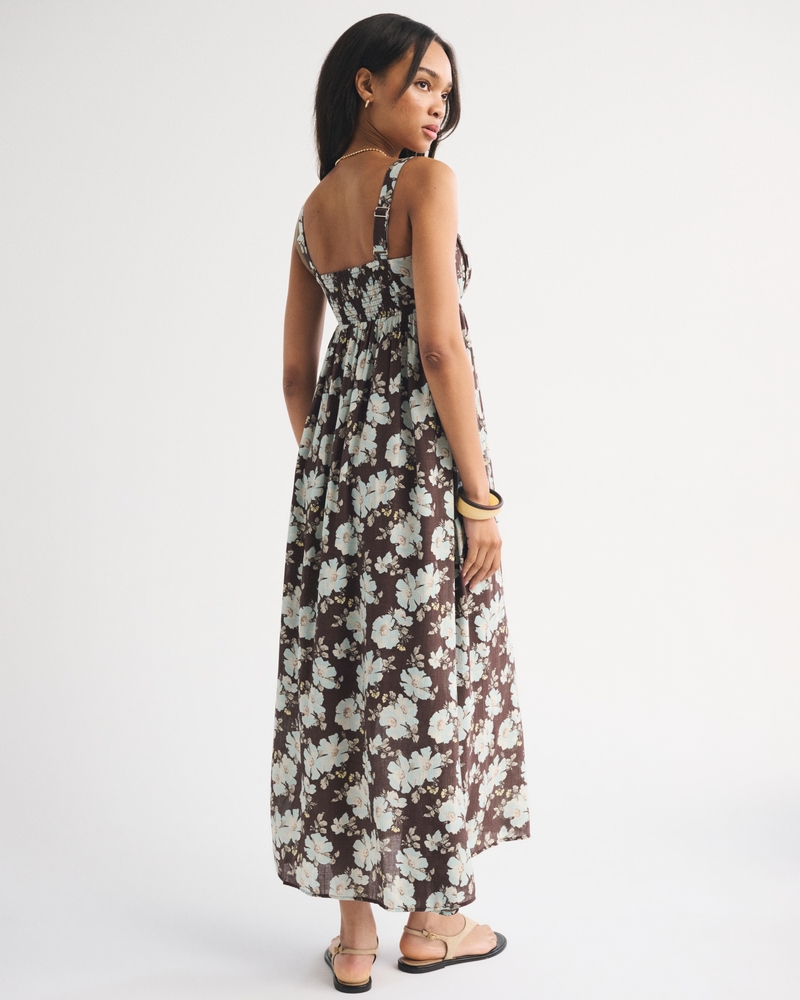 Bra-Free Sweetheart Ruched Flowy Maxi Dress 상세 이미지 5