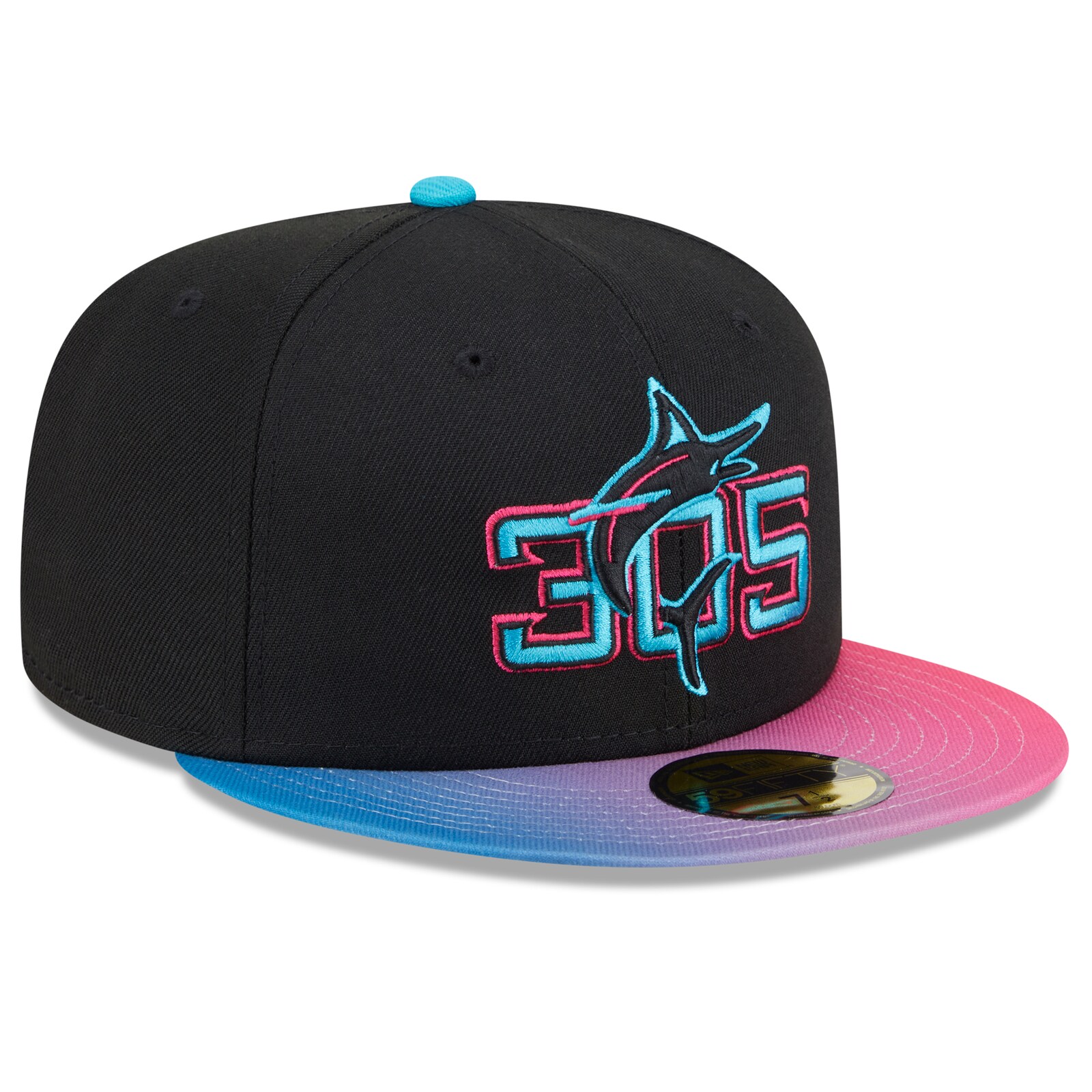 남성용 마이애미 말린스 New Era 블랙/핑크 2025 시티 커넥트 59FIFTY 피티드 모자 상세 이미지 4