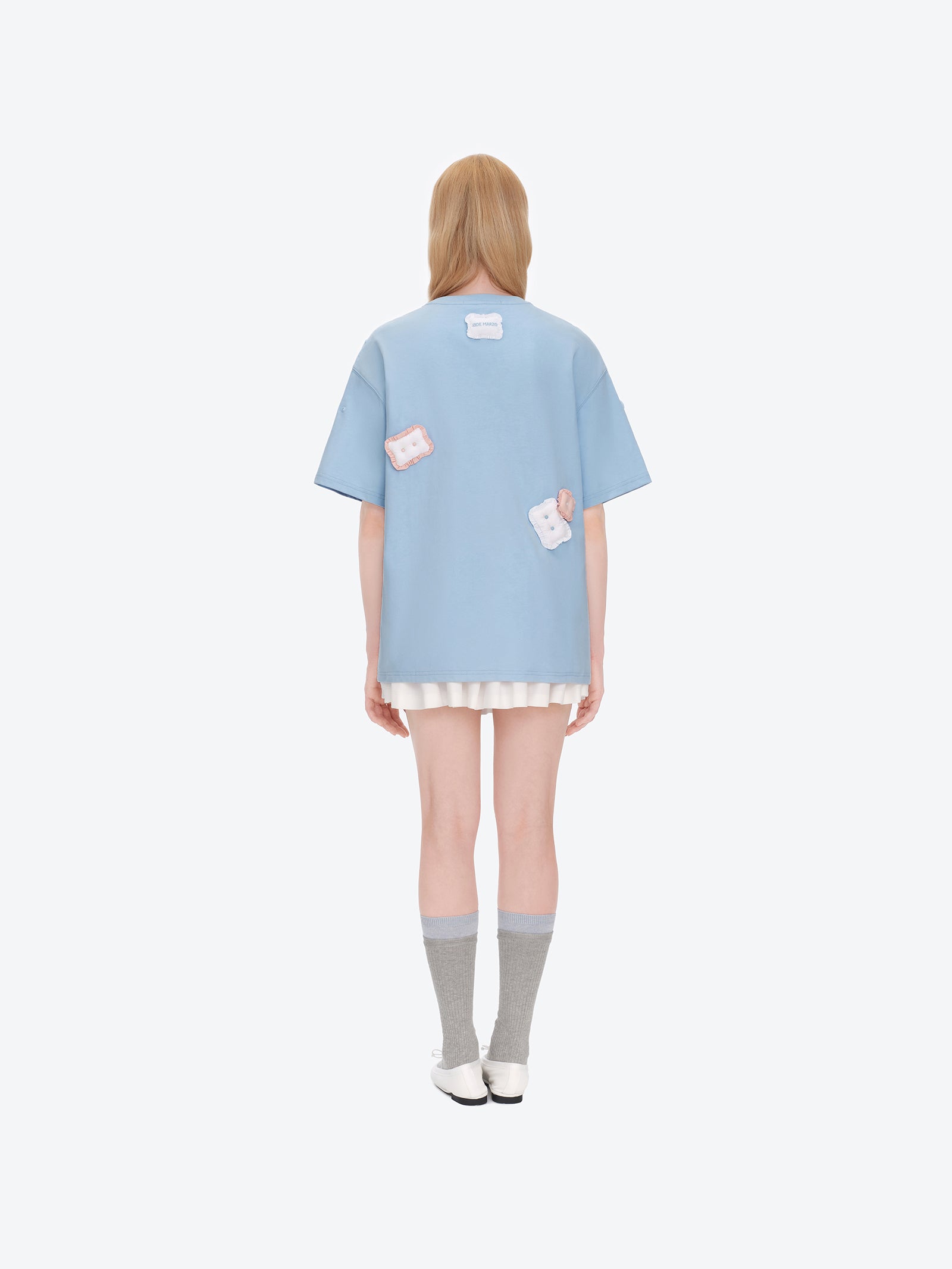 나이티 나이트 베어 베개 오버사이즈 티셔츠 블루 상세 이미지 4