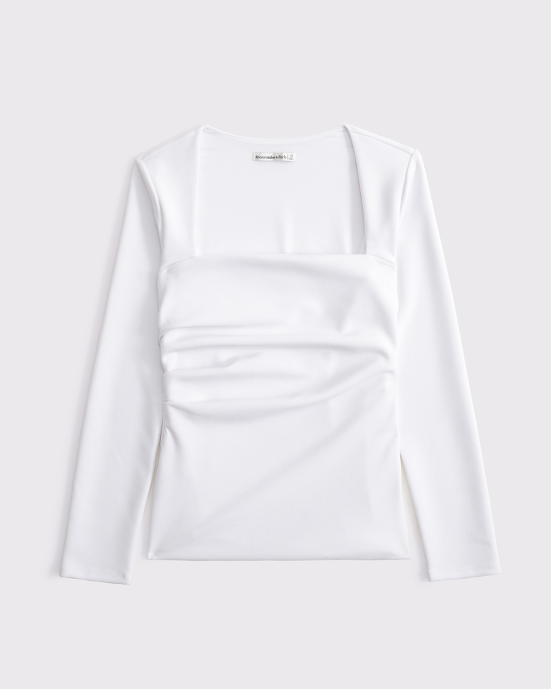 Long-Sleeve Stretch Crepe Portrait Top 상세 이미지 6