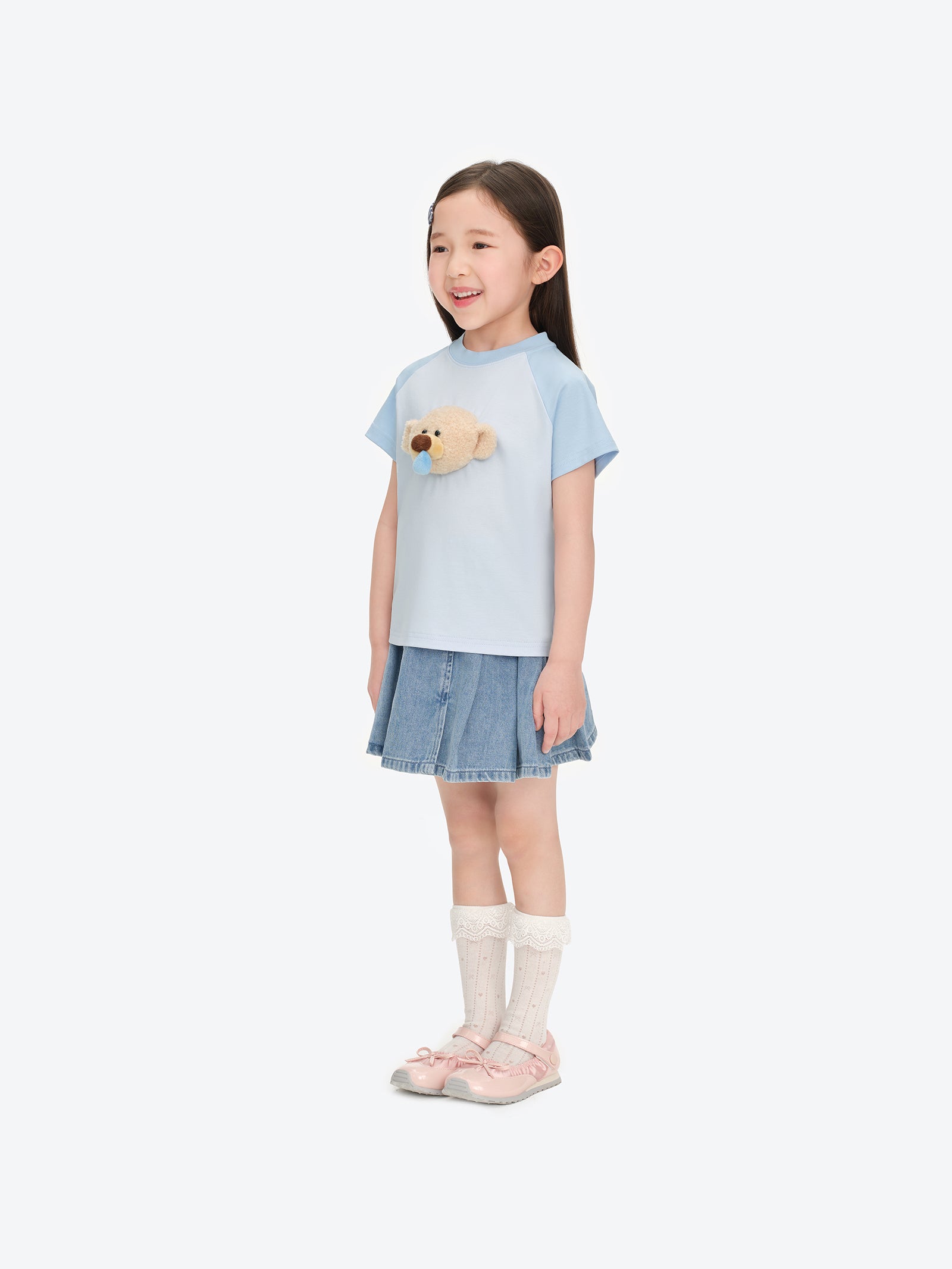 BabyBear 멍한 표정 티셔츠 블루 상세 이미지 3