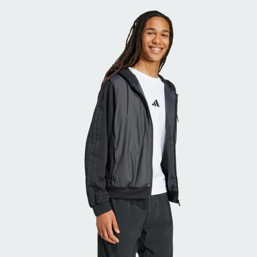 Essentials CLIMAWARM 3-Stripes Insulated Hooded Hybrid Jacket 상세 이미지 3