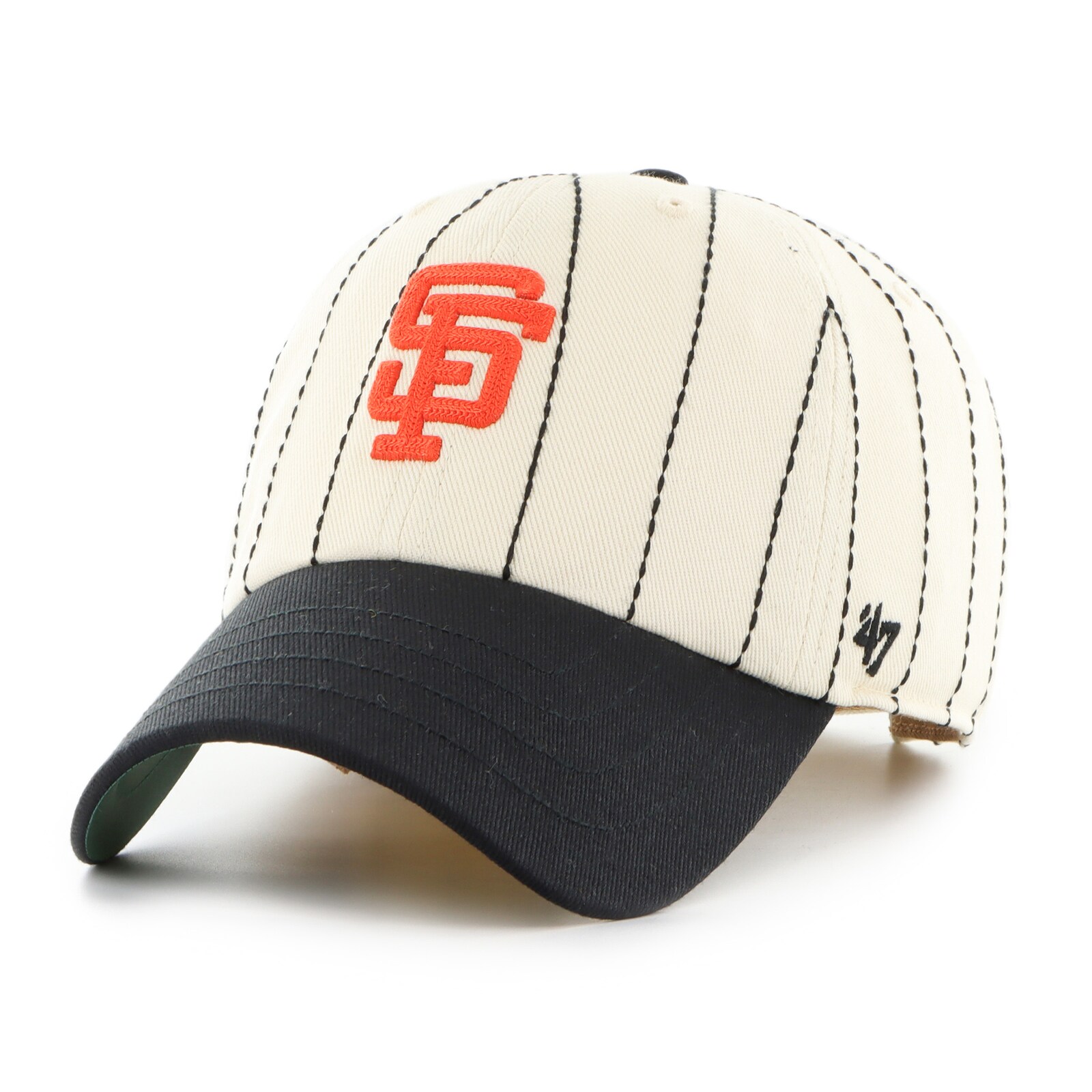 남성용 San Francisco Giants '47 x Rawlings 내추럴/블랙 핀스트라이프 Clean Up 조절식 모자 상세 이미지 3