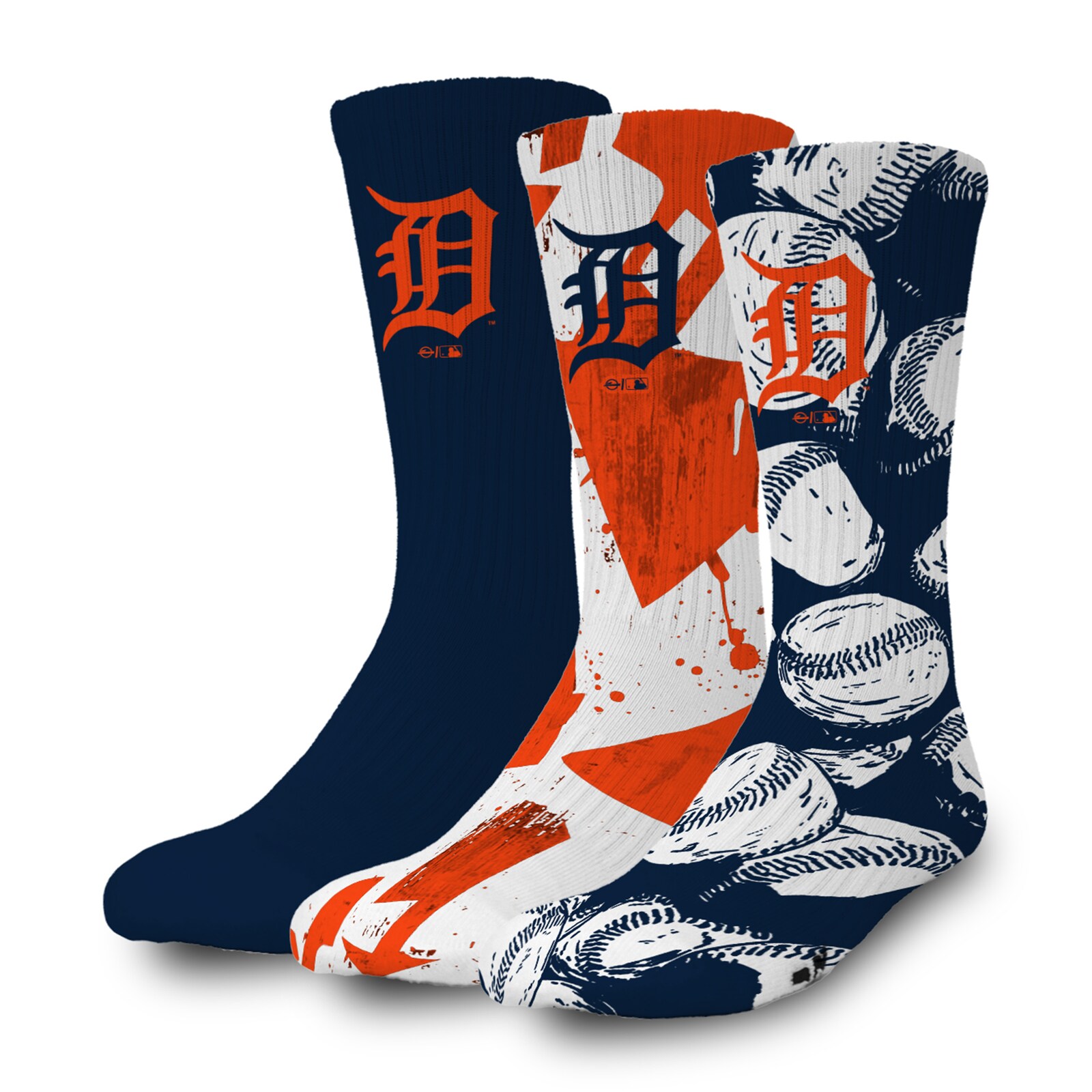 Detroit Tigers ISlide 3팩 라이프스타일 크루 양말 세트
