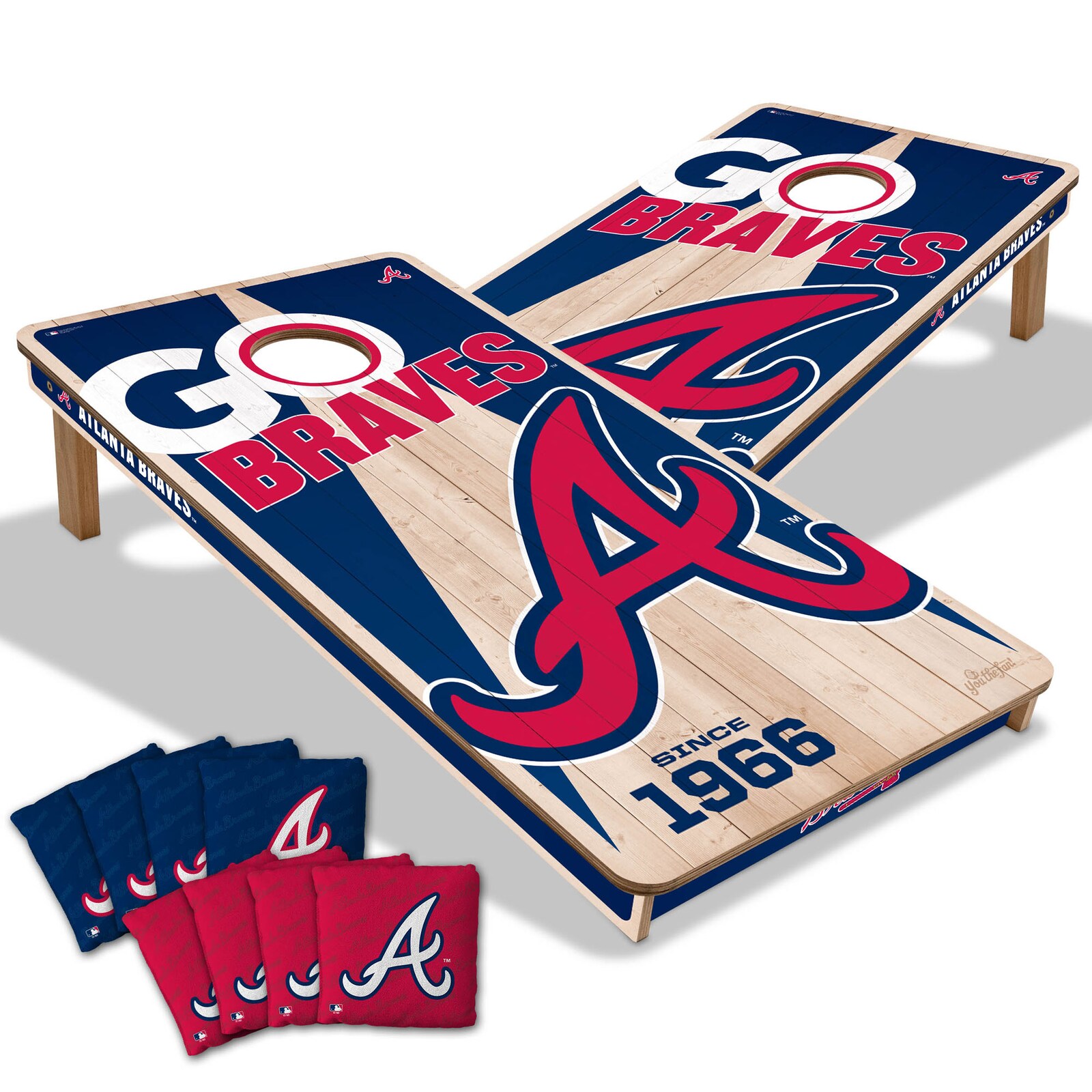 Atlanta Braves IDNA 2' x 4' 콘홀 게임 백 포함 세트 상세 이미지 2