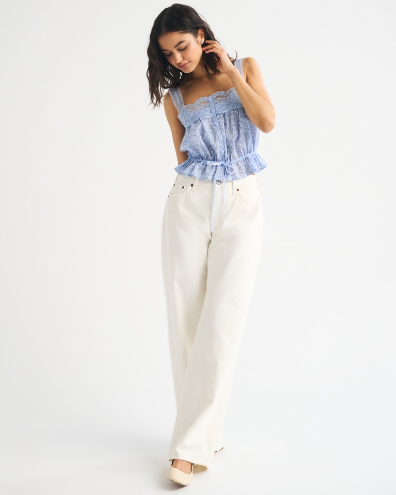Lace-Trim Cinched Button-Through Cami 상세 이미지 2