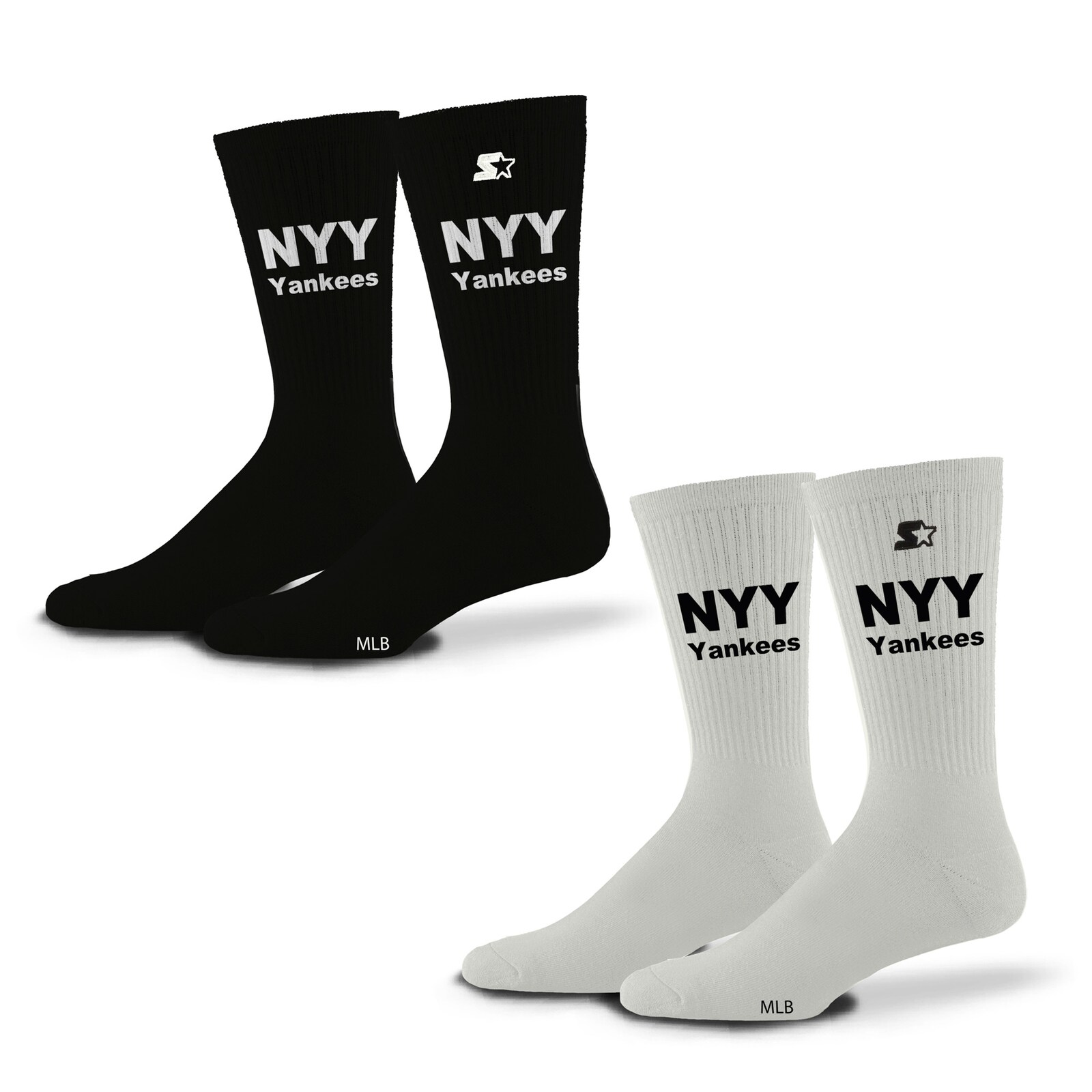 남녀공용 New York Yankees Starter 블랙/화이트 Assist 양말 2팩