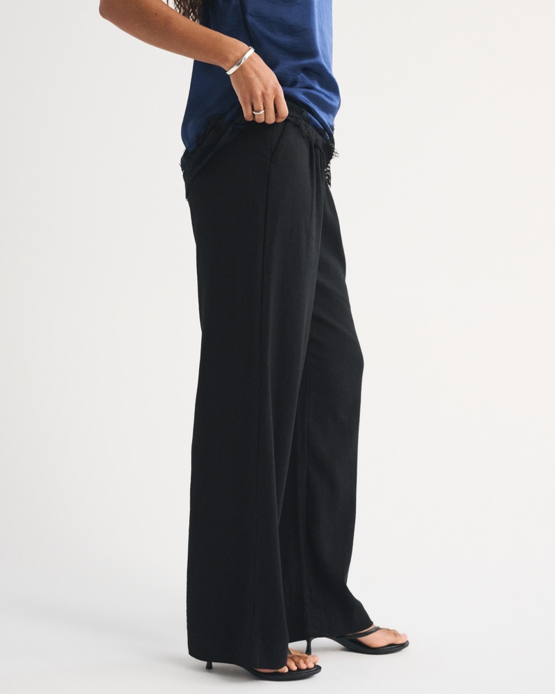 Curve Love A&F Sloane Linen-Blend Tailored Wide Leg Pant 상세 이미지 4