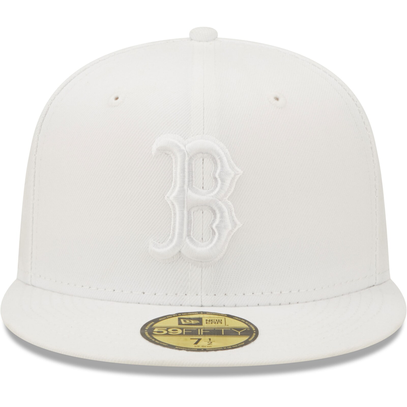 남성용 보스턴 레드삭스 New Era 화이트 온 화이트 59FIFTY 피티드 모자 상세 이미지 3