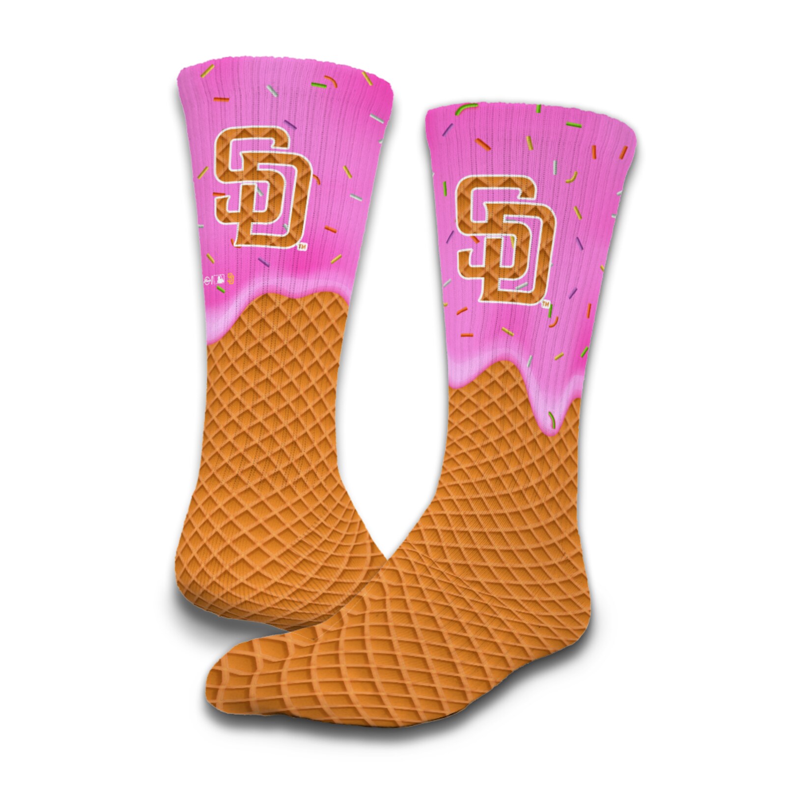 남녀공용 San Diego Padres ISlide Ice Cream Drip 2팩 라이프스타일 크루 양말 세트 상세 이미지 3