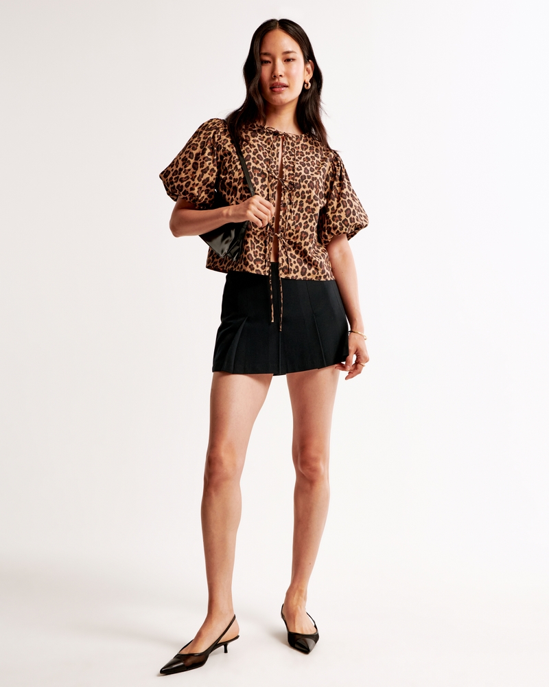 Short-Sleeve Tie-Front Top 상세 이미지 2