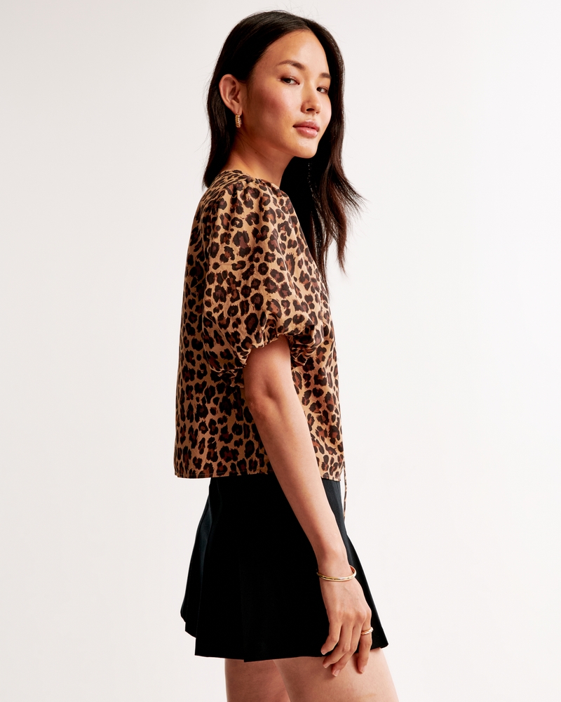 Short-Sleeve Tie-Front Top 상세 이미지 4