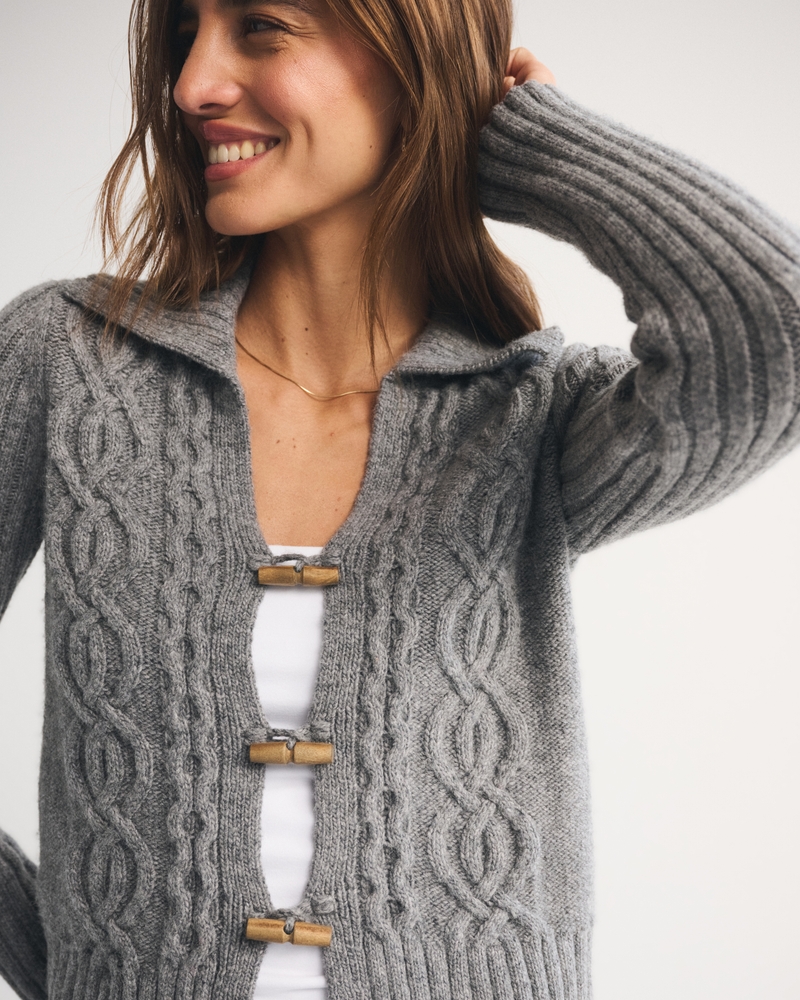Cable-Knit Collared Cardigan 상세 이미지 4