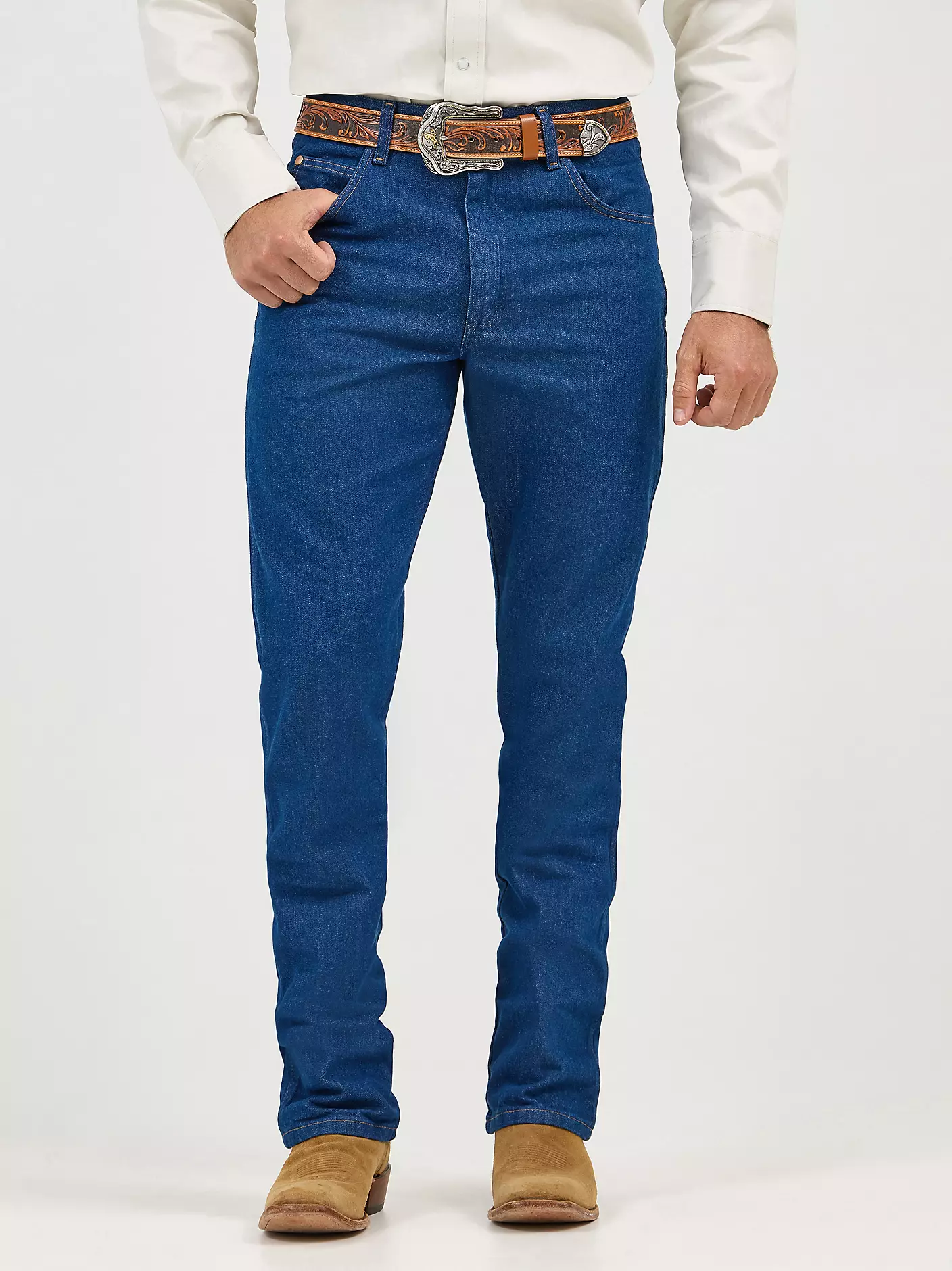 프리워시드 인디고 Wrangler® Cowboy Cut® 릴랙스드 핏 청바지 상세 이미지 2