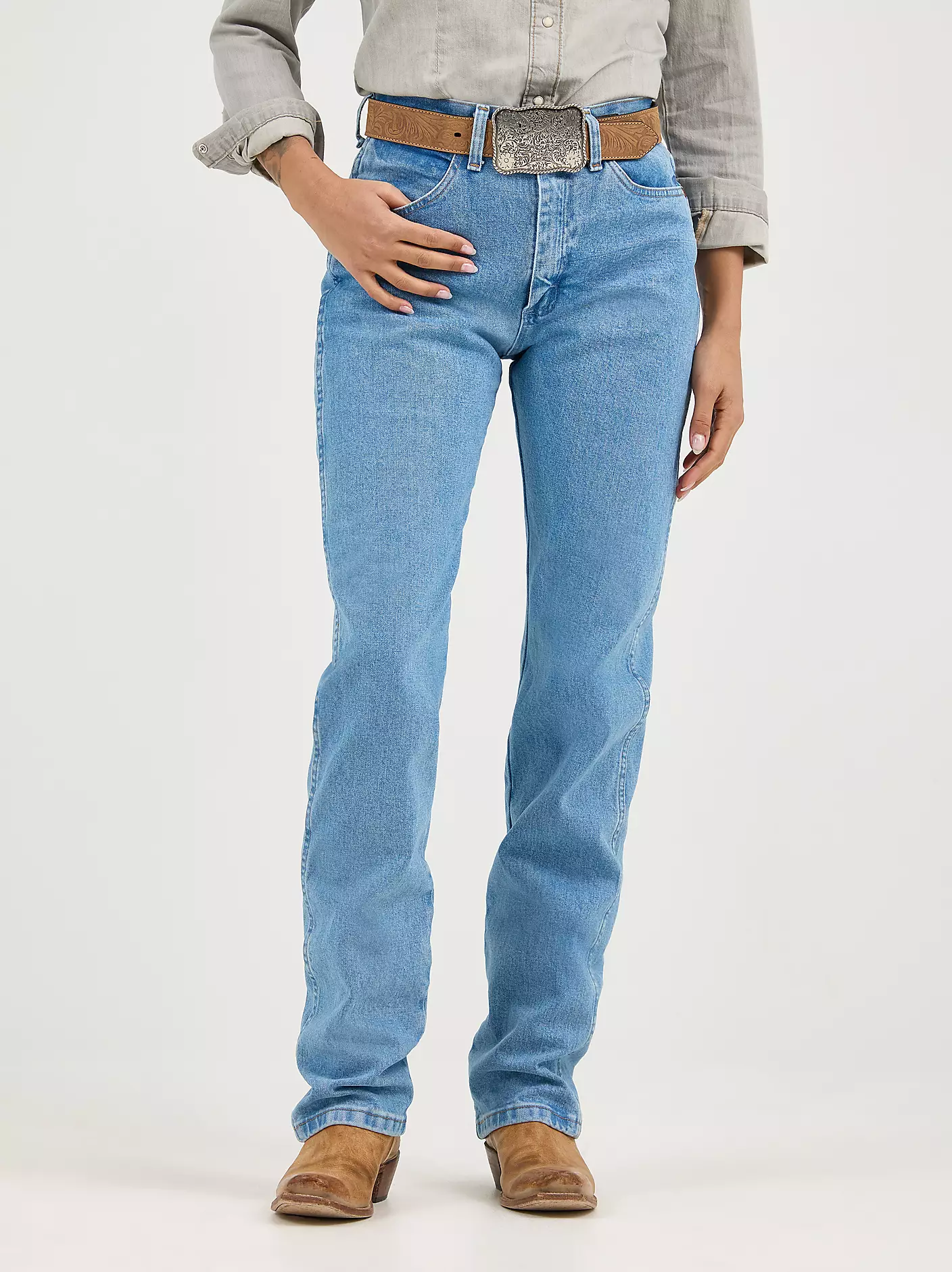 여성용 Wrangler® 카우보이 컷® 슬림핏 앤티크 워시 진 상세 이미지 9
