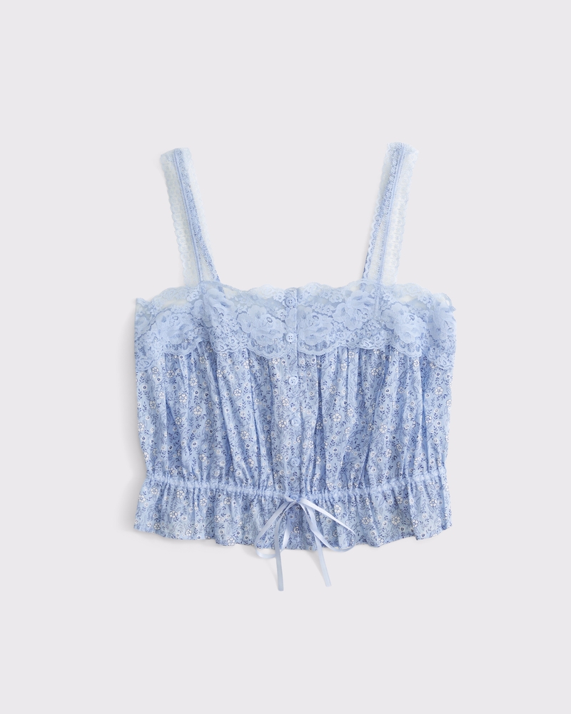Lace-Trim Cinched Button-Through Cami 상세 이미지 7
