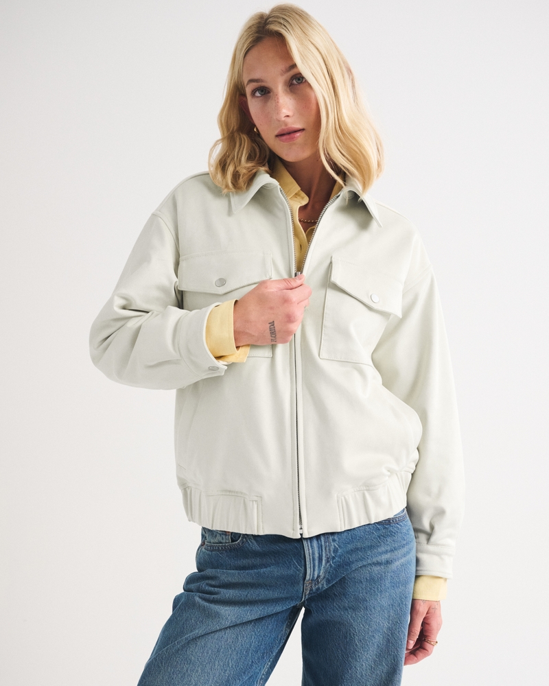 Vegan Suede Bomber Jacket 상세 이미지 2