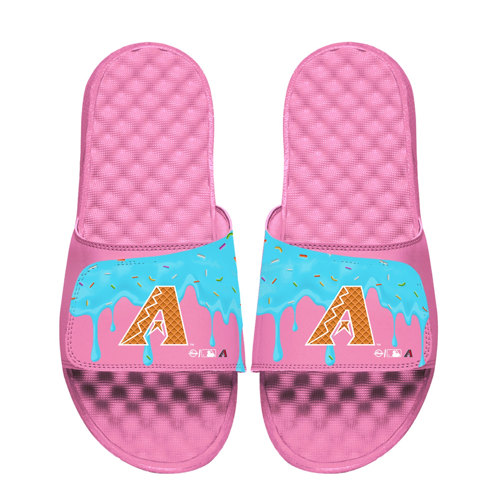 남녀공용 Arizona Diamondbacks ISlide 핑크 아이스크림 드립 슬라이드 샌들