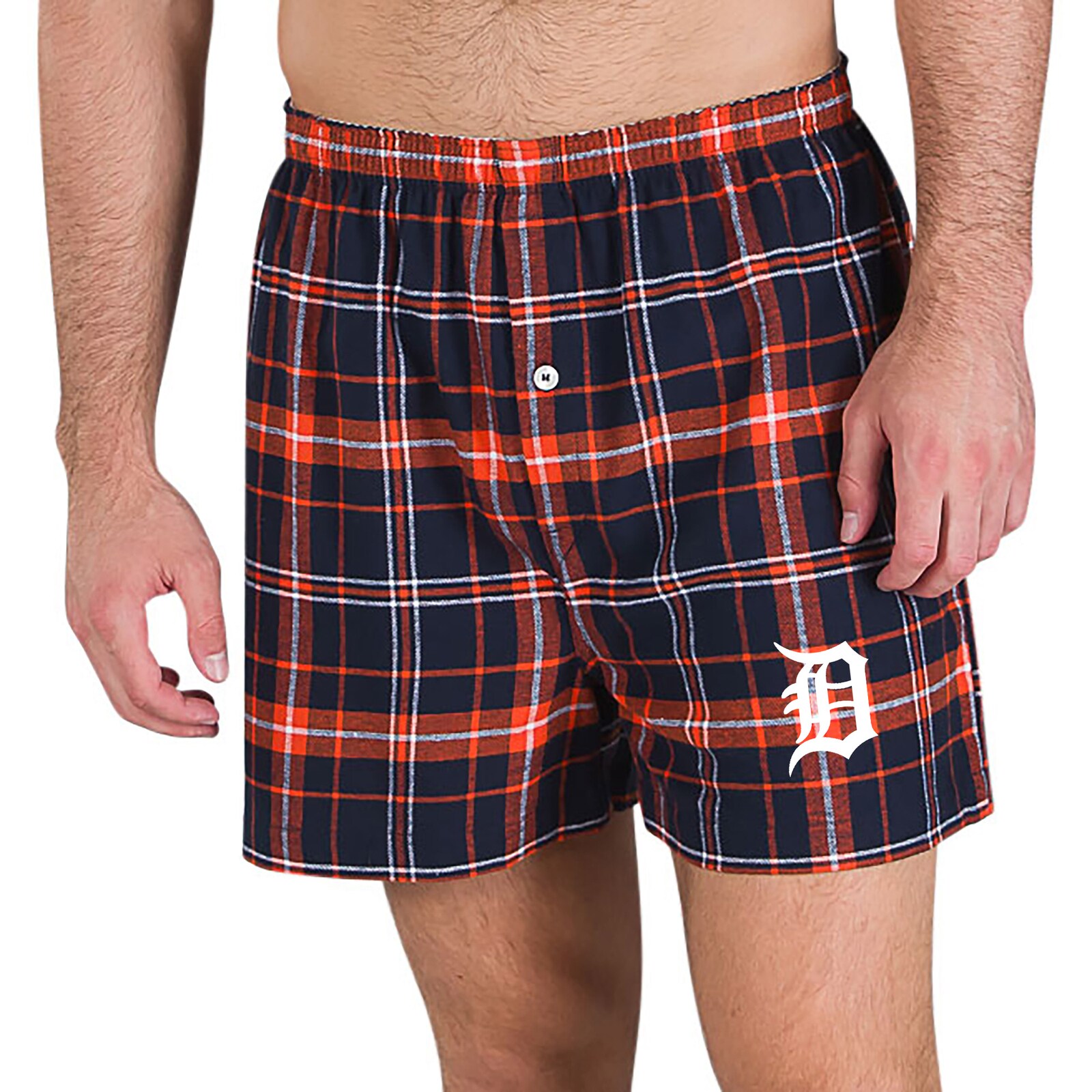 남성용 Detroit Tigers Concepts Sport 네이비/오렌지 얼티밋 플란넬 쇼츠 상세 이미지 2