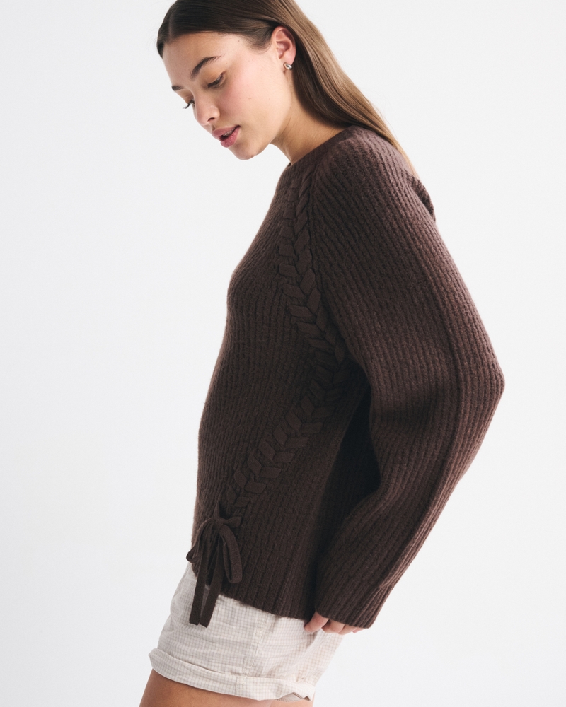 Dad Lace-Up Crew Sweater 상세 이미지 5