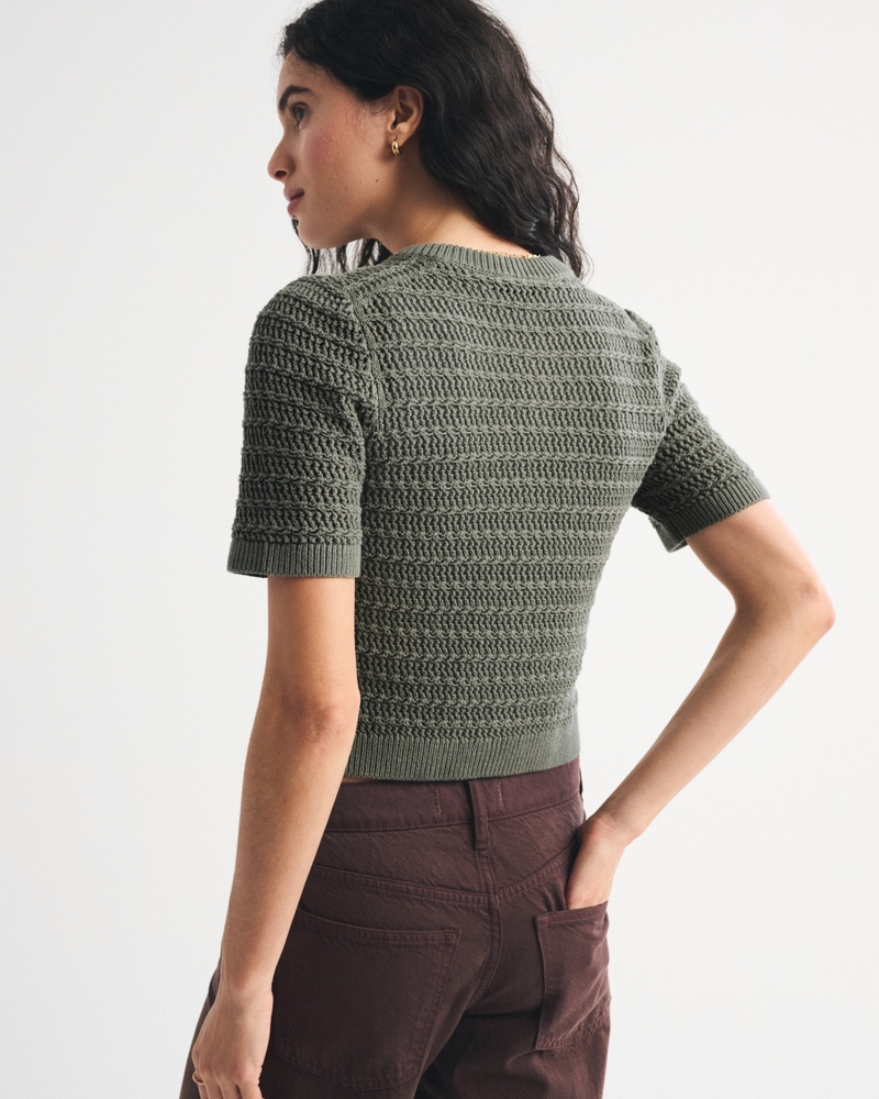 Textural Short-Sleeve Crew Cardigan 상세 이미지 5