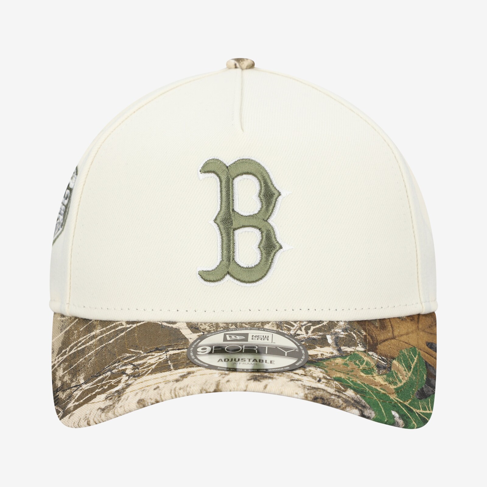 남성용 보스턴 레드삭스 New Era 크림/Realtree 카모 9FORTY A-프레임 조절식 모자 상세 이미지 3