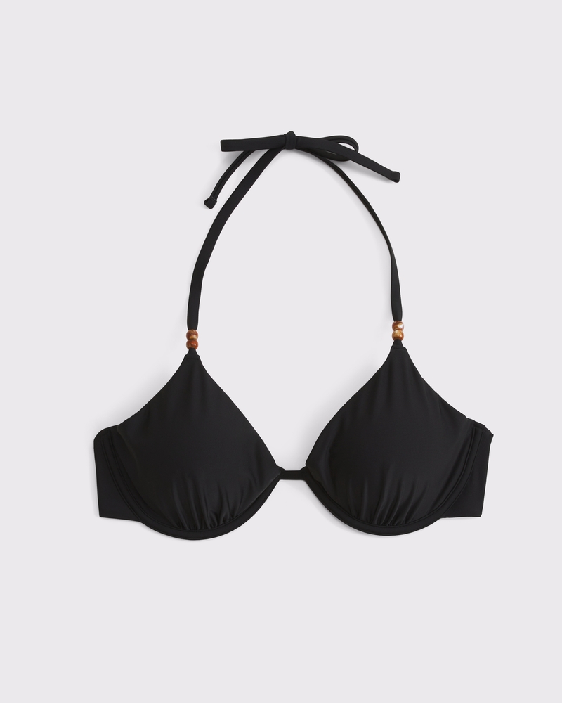 Curve Love Beaded Halter Triangle Underwire Bikini Top 상세 이미지 6
