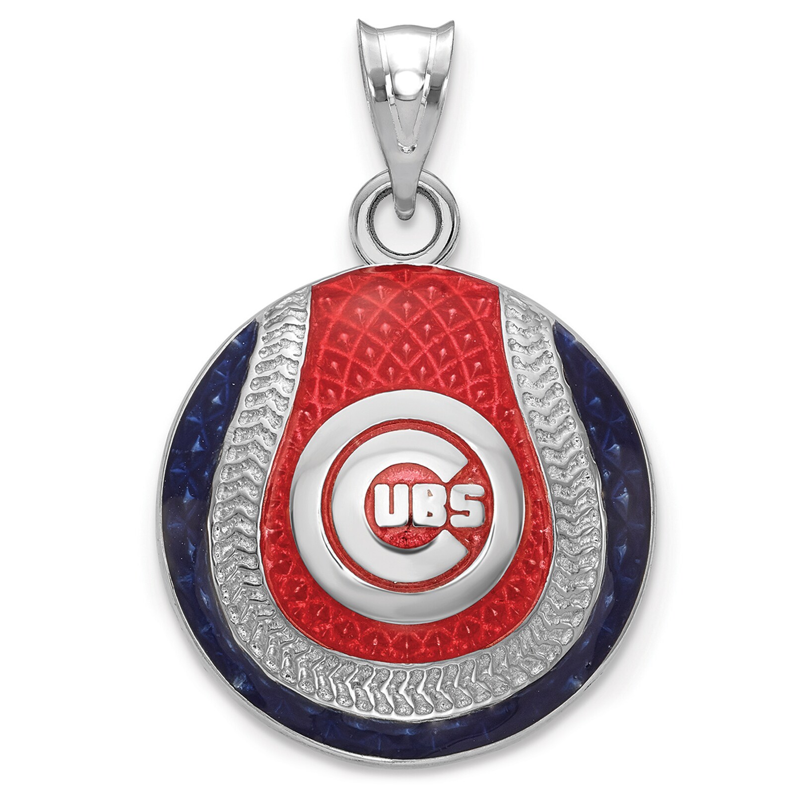 여성용 Chicago Cubs 스털링 실버 에나멜 야구공 펜던트