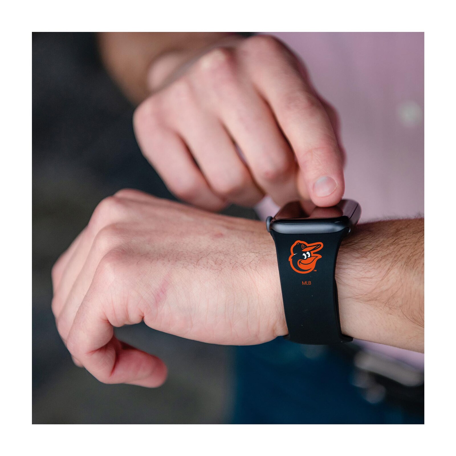 Baltimore Orioles 블랙 로고 실리콘 Apple Watch 밴드 상세 이미지 4