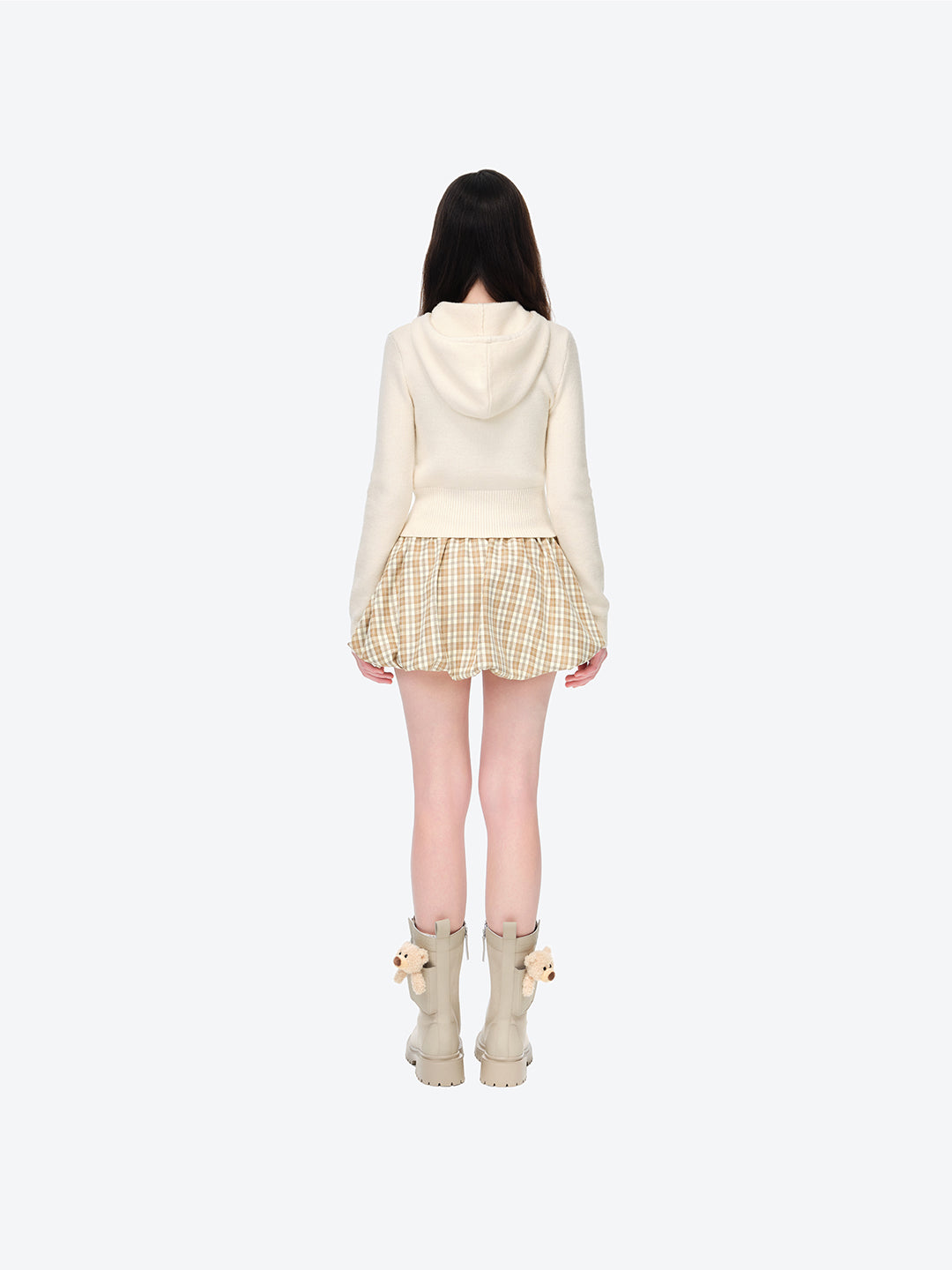플래터링 A라인 블루머 스커트 카키 상세 이미지 4